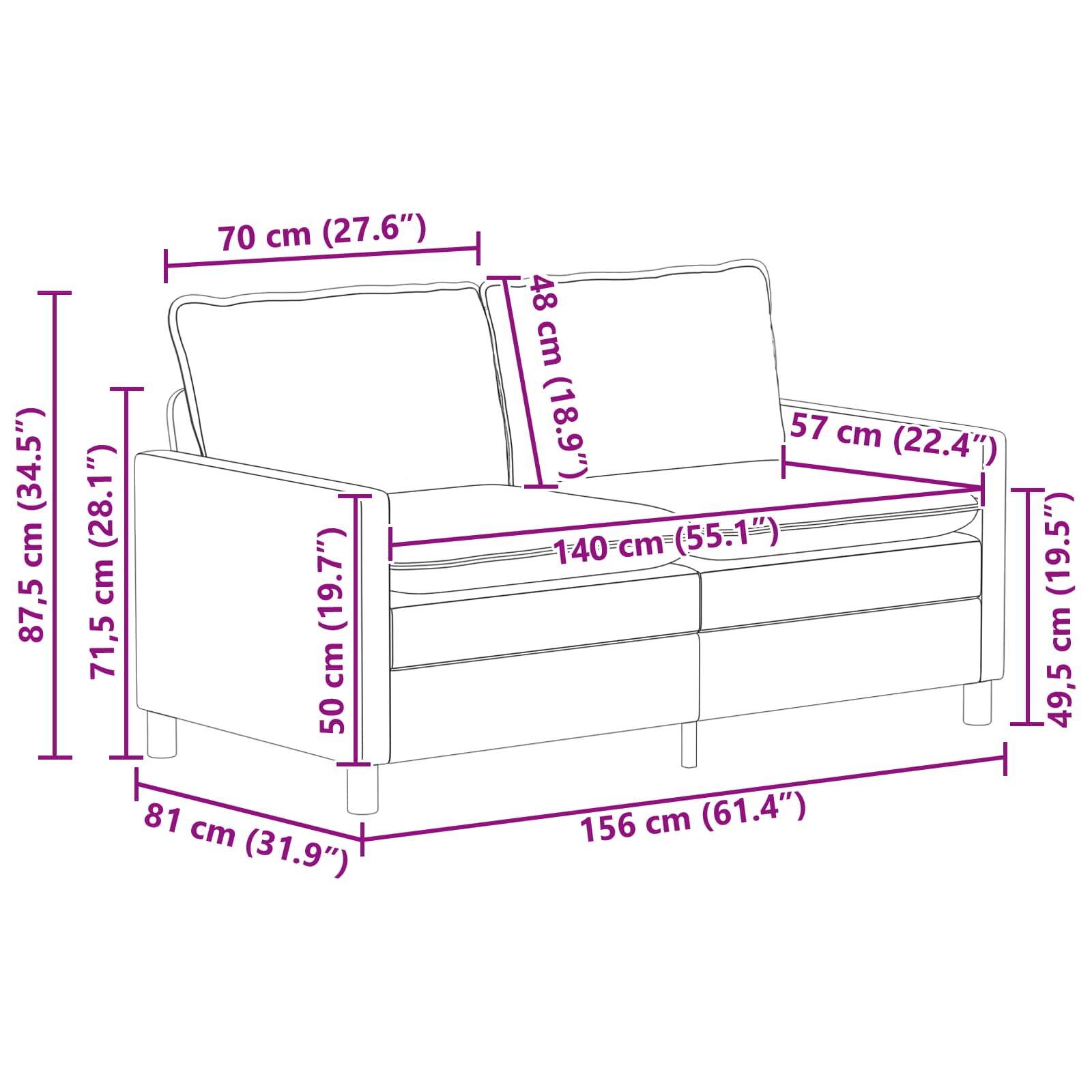 Set sofe 2 pcs Svjetlosiva Baršun
