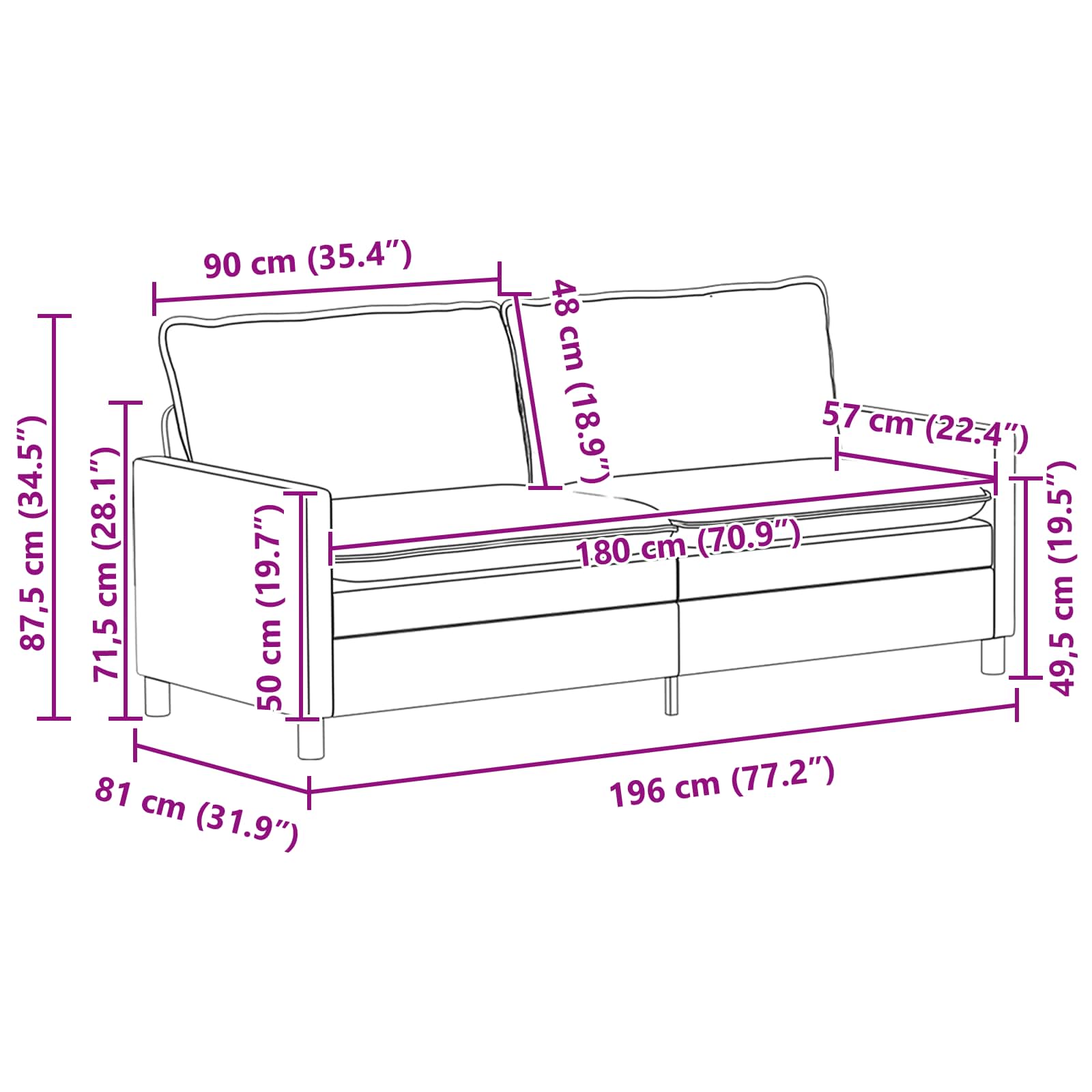 Set sofe 2 pcs Crna Baršun