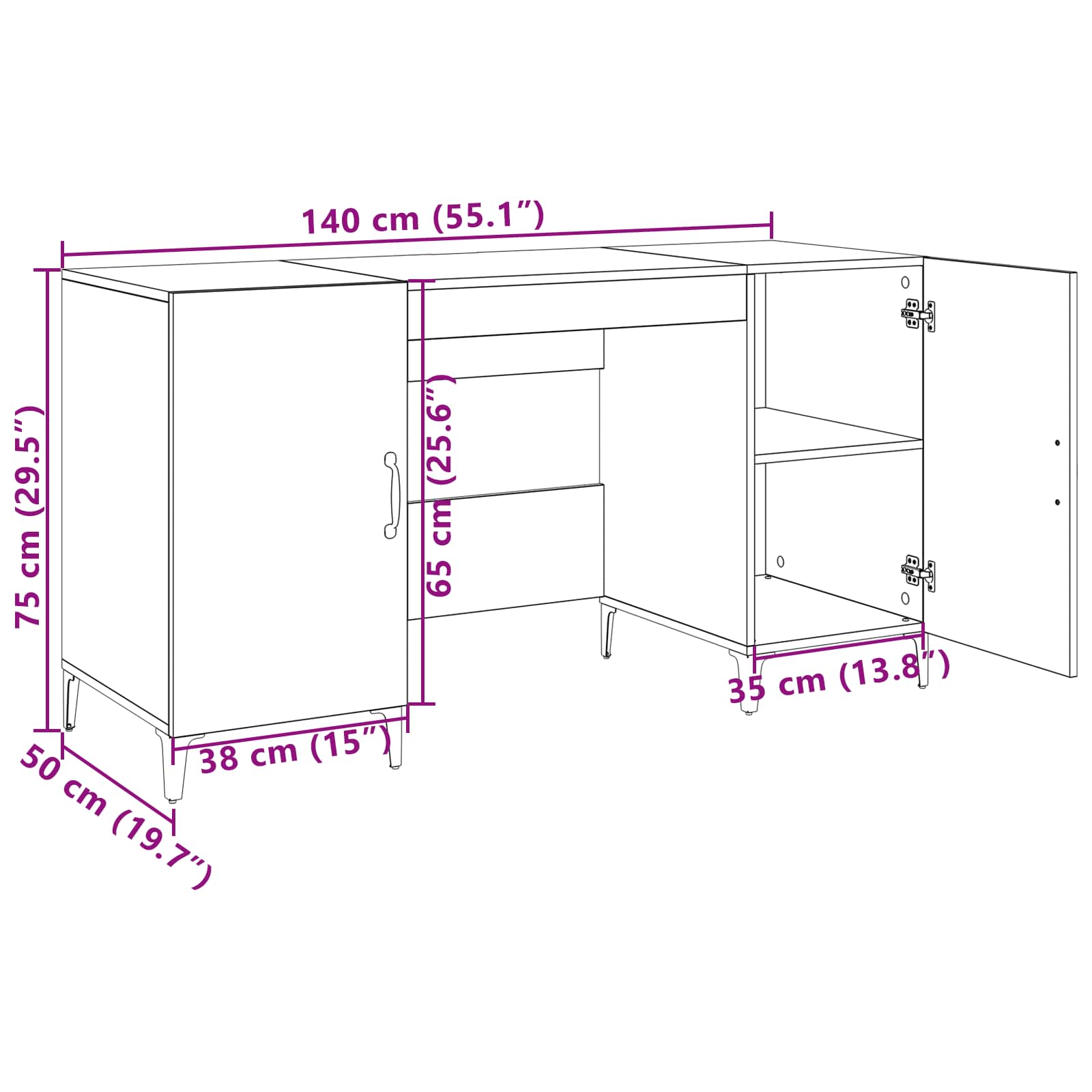 Stol s pohranom Crni hrast 140 x 50 x 75 cm Konstruirano drvo