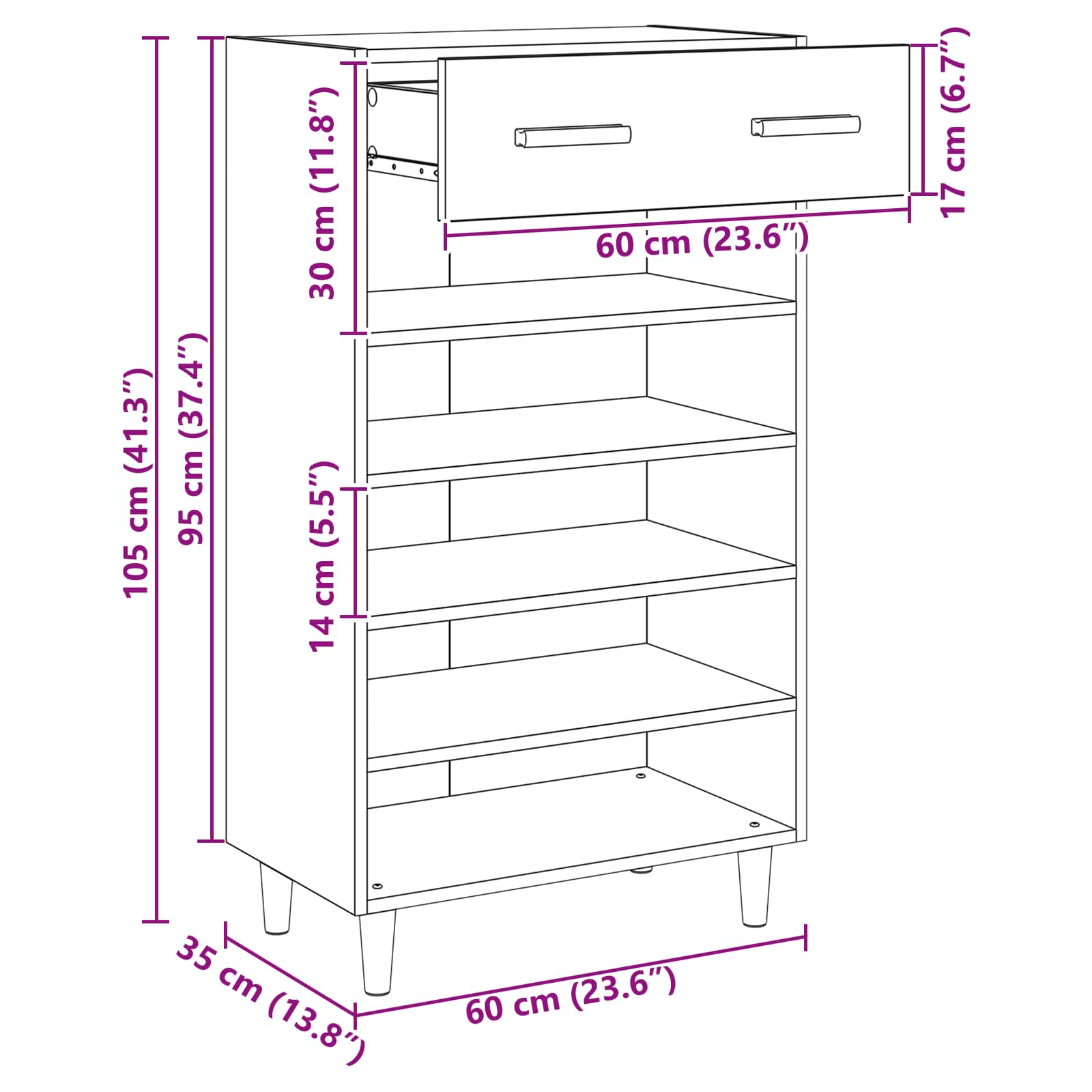 Ormar za cipele Crni hrast 60 x 35 x 105 cm Konstruirano drvo