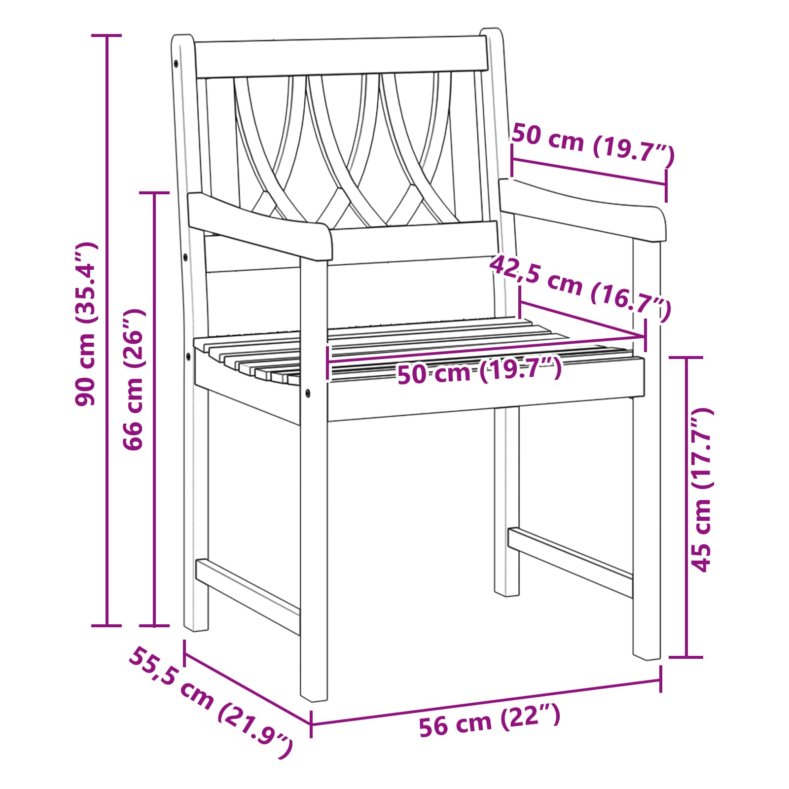 Vanjska klupa 2 pcs Prirodna 56 x 55,5 x 90 cm