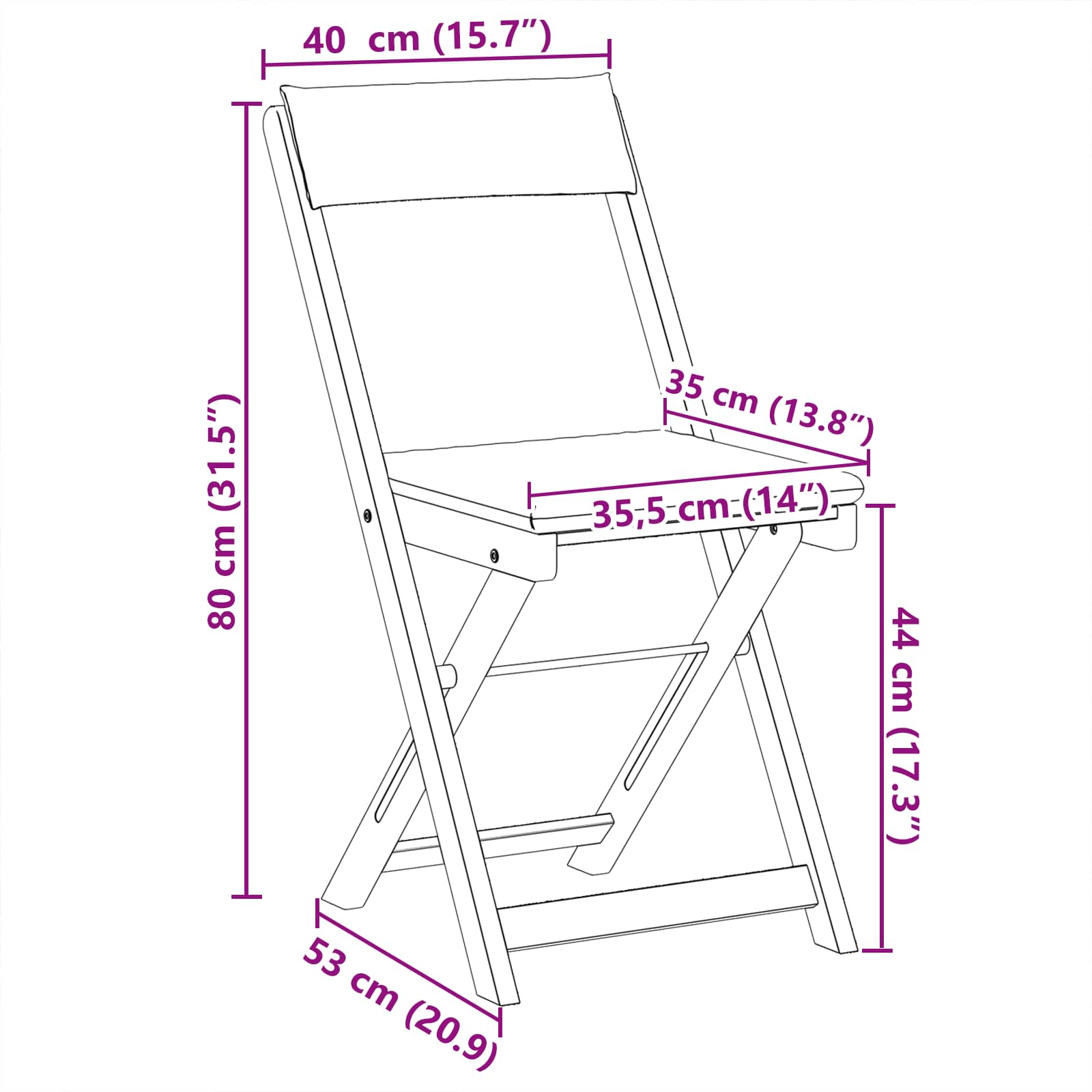 Vanjske bistro stolice 2 pcs Tamno siva 40 x 53 x 80 cm