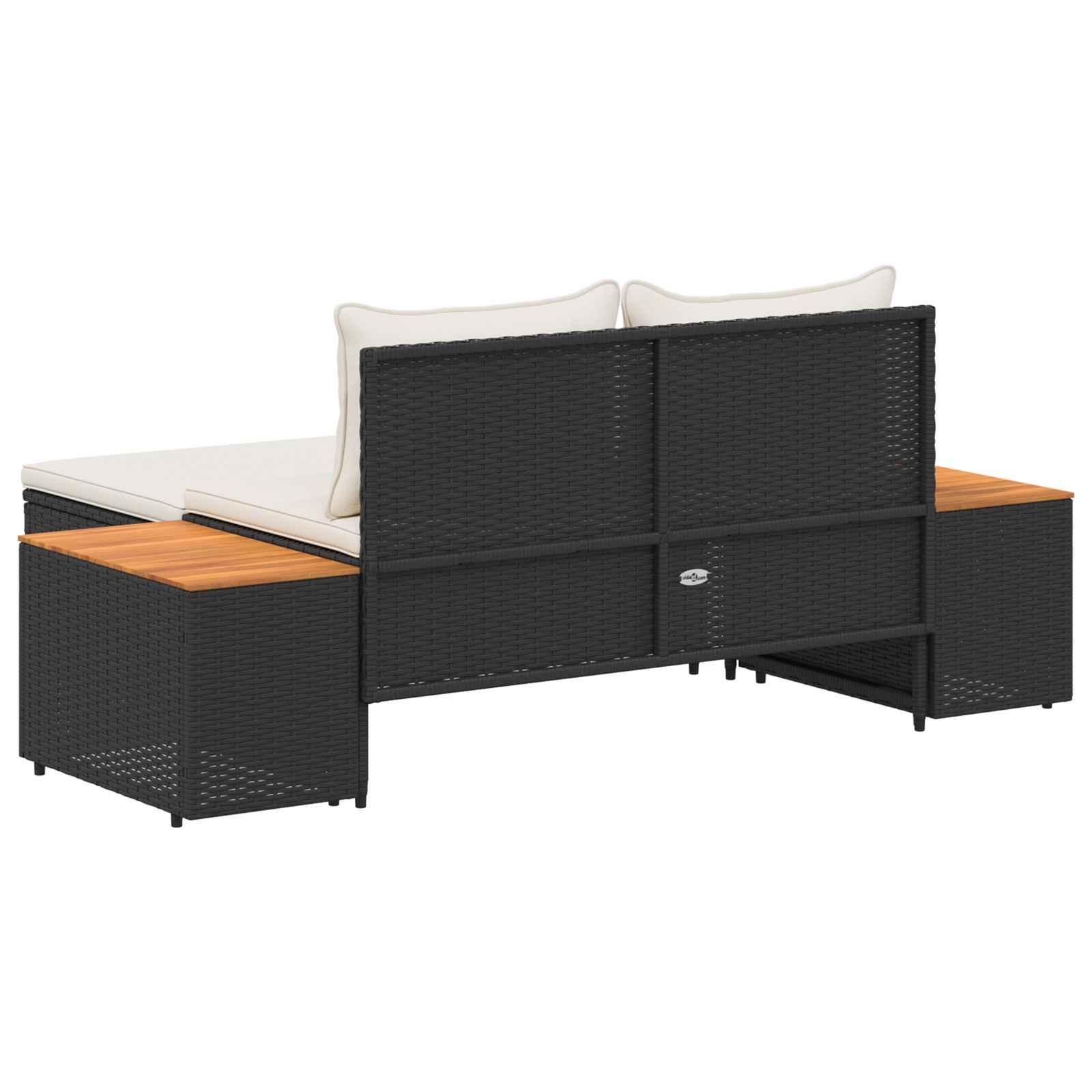 Set vanjskih sofa 4 pcs Crna i krem-bijela Poliratan i Akacija