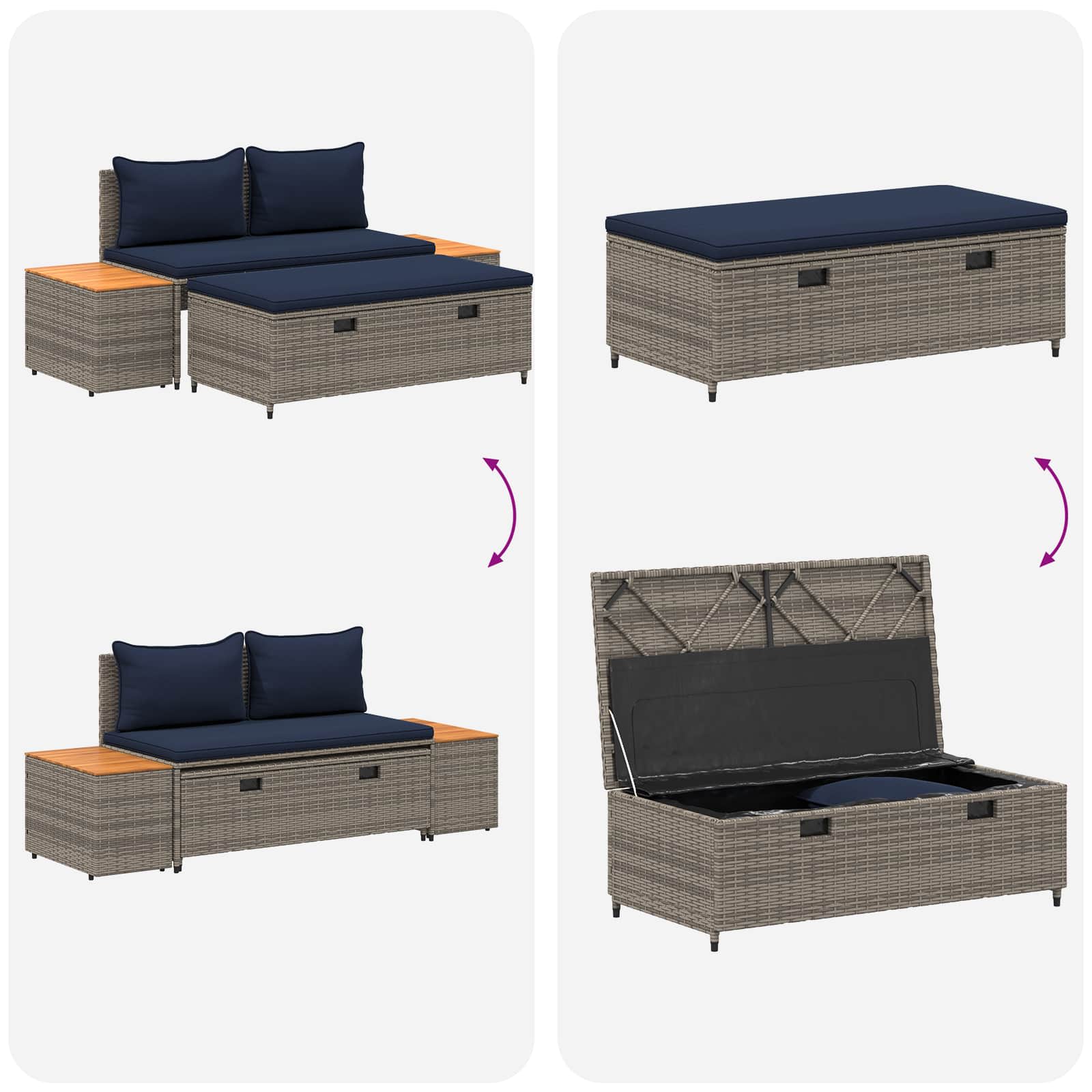 Set vanjskih sofa 4-Broj sjedala 4 pcs 55 x 30 x 39 cm