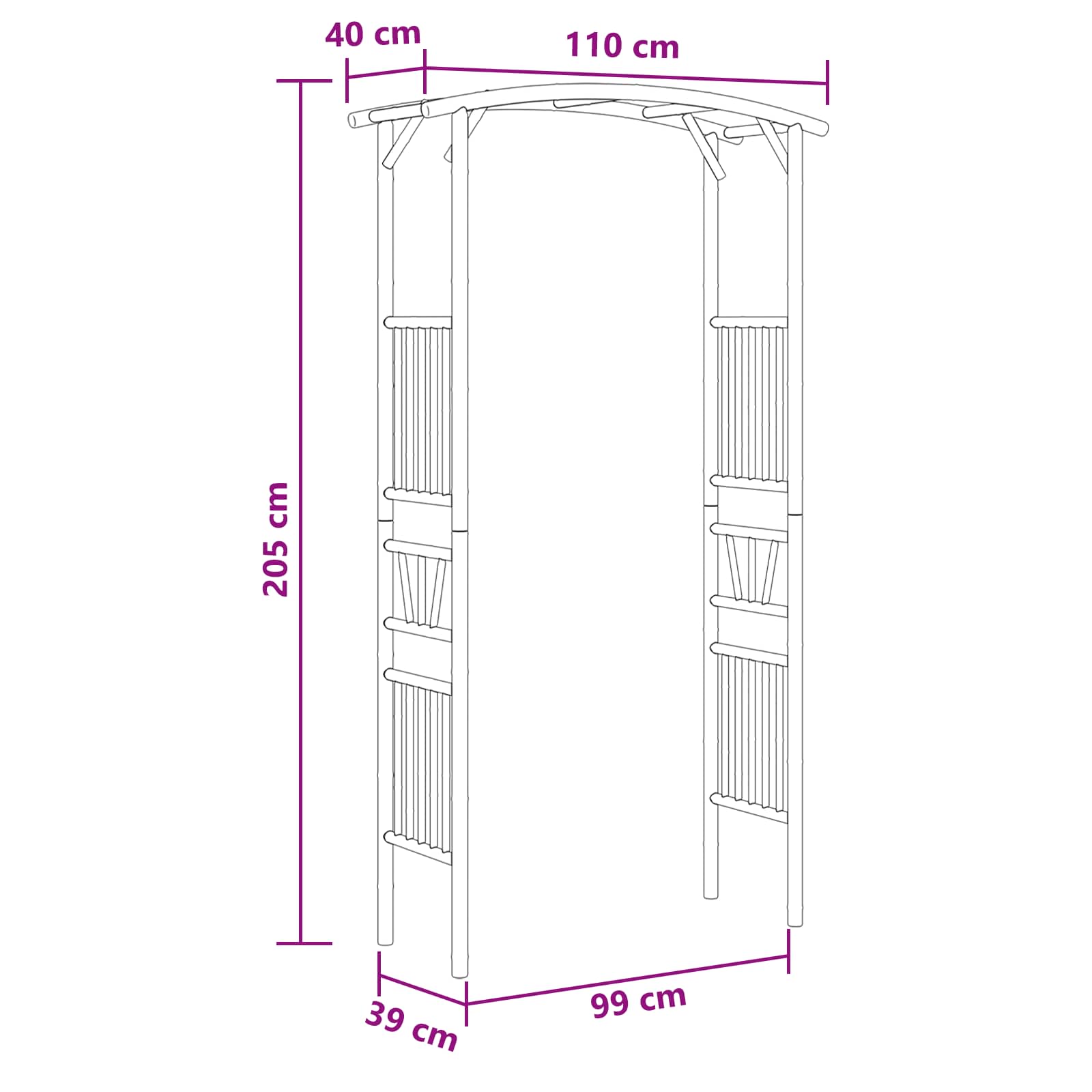 Vrtni Luk Prirodna 110 x 40 x 205 cm Bambus
