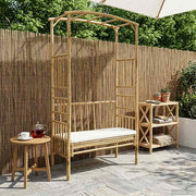 Vrtni luk s klupom Krem bijela 115 x 50 x 205 cm Bambus