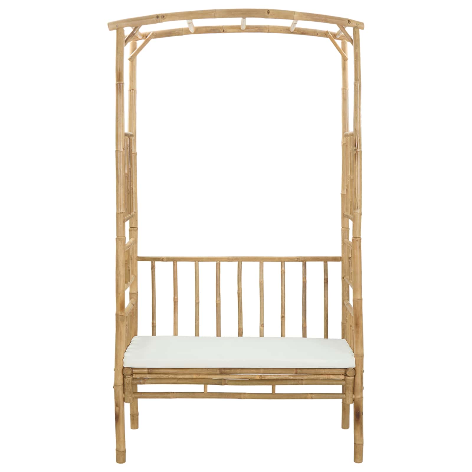 Vrtni luk s klupom Krem bijela 115 x 50 x 205 cm Bambus