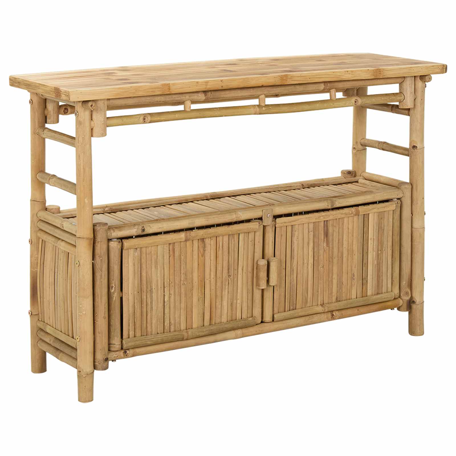 Konzolna stolica s policom Prirodna 110 x 35 x 75 cm Bambus