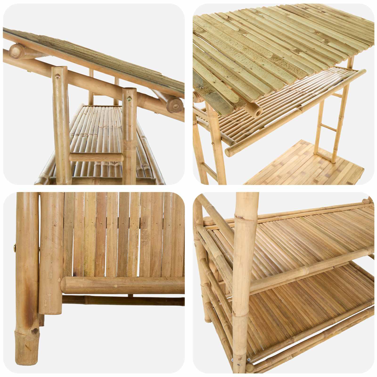 Vanjski bar stol s pohranom Prirodna 110 x 50 x 210 cm Bambus