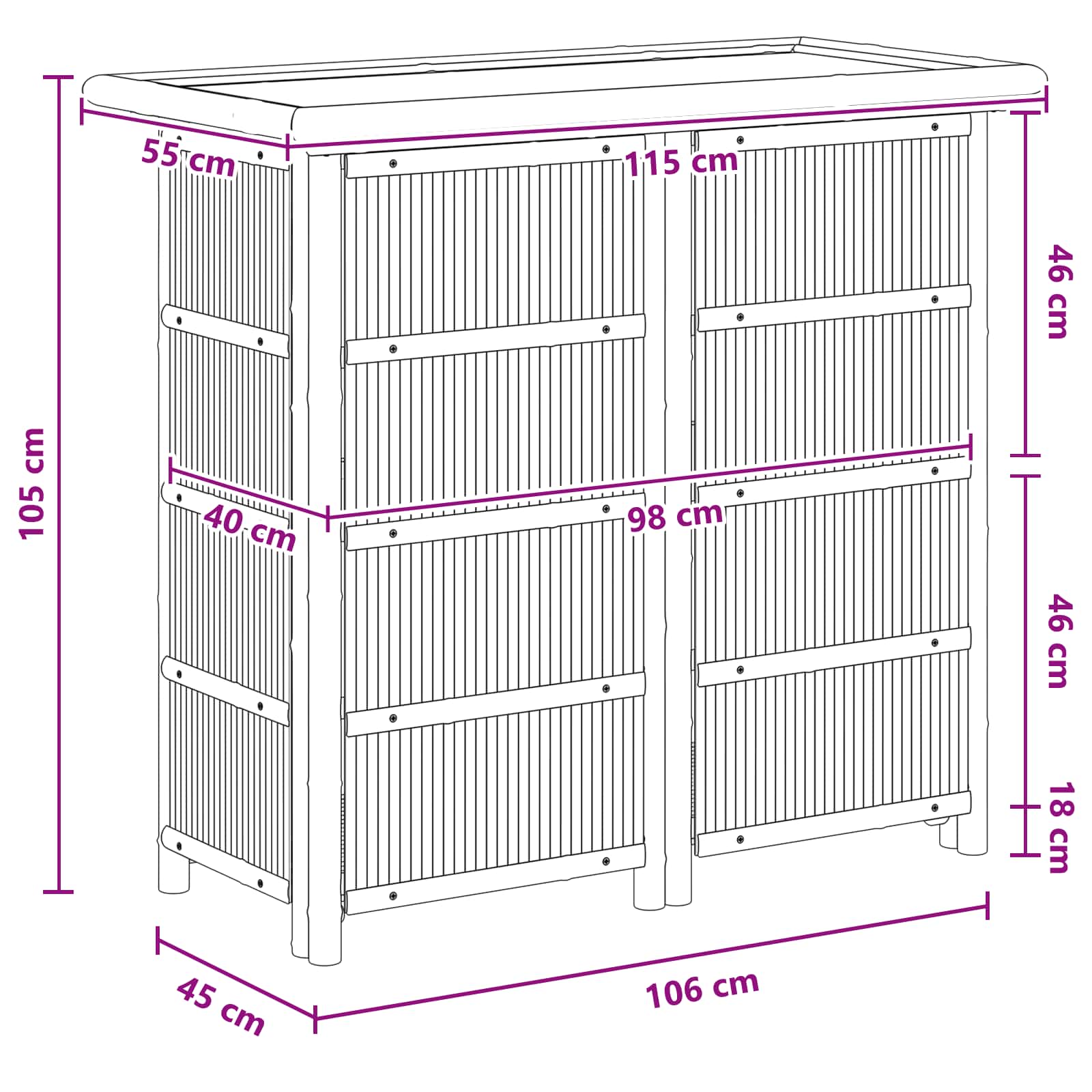 Vanjski bar stol Prirodna 115 x 55 x 105 cm Bambus