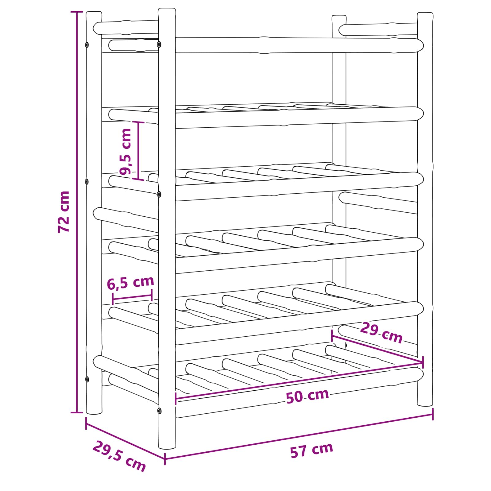 Stalak za vino Prirodna 57 x 29,5 x 72 cm Bambus