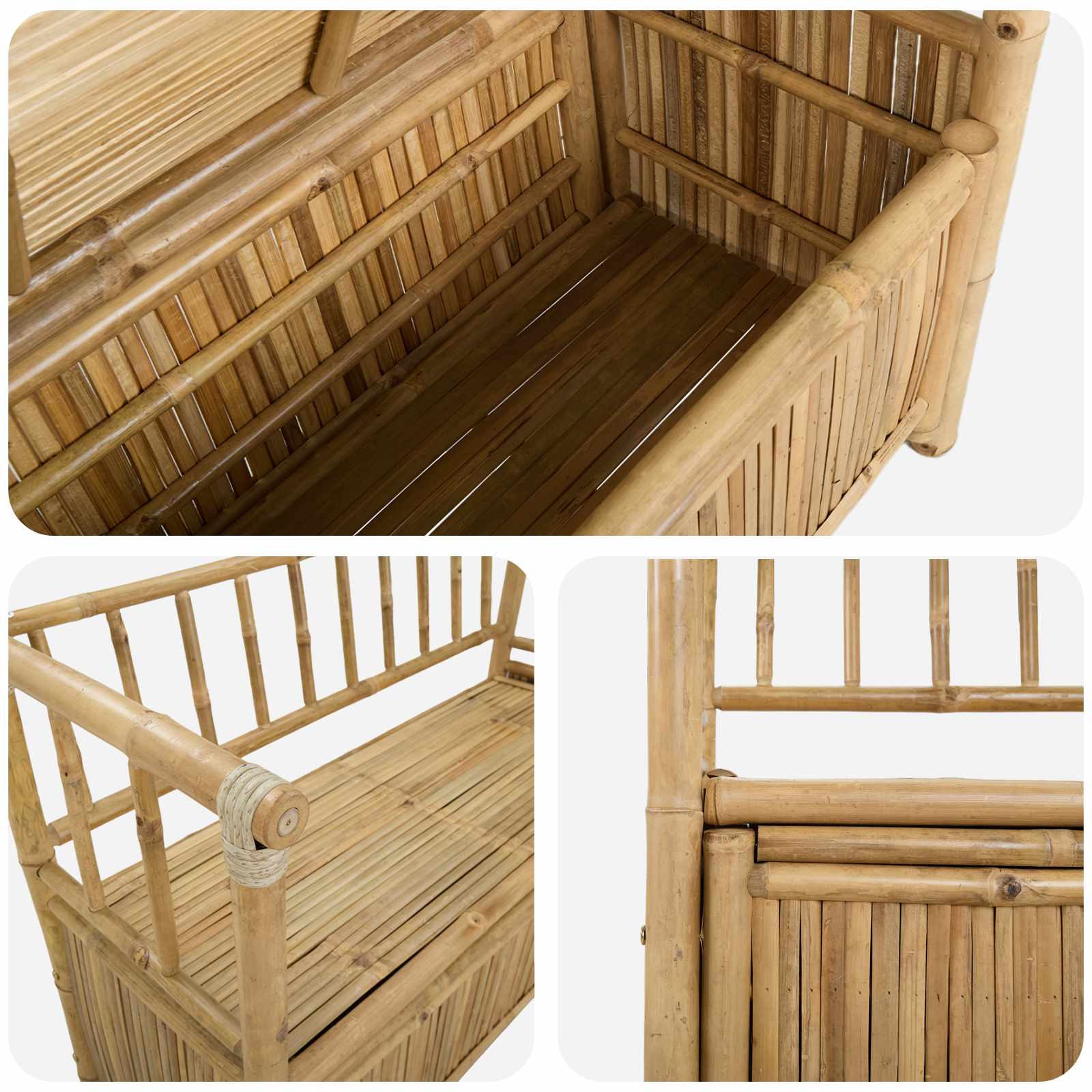 Klupa za vrtno skladištenje 110 x 47 x 80 cm Bambus Prirodna