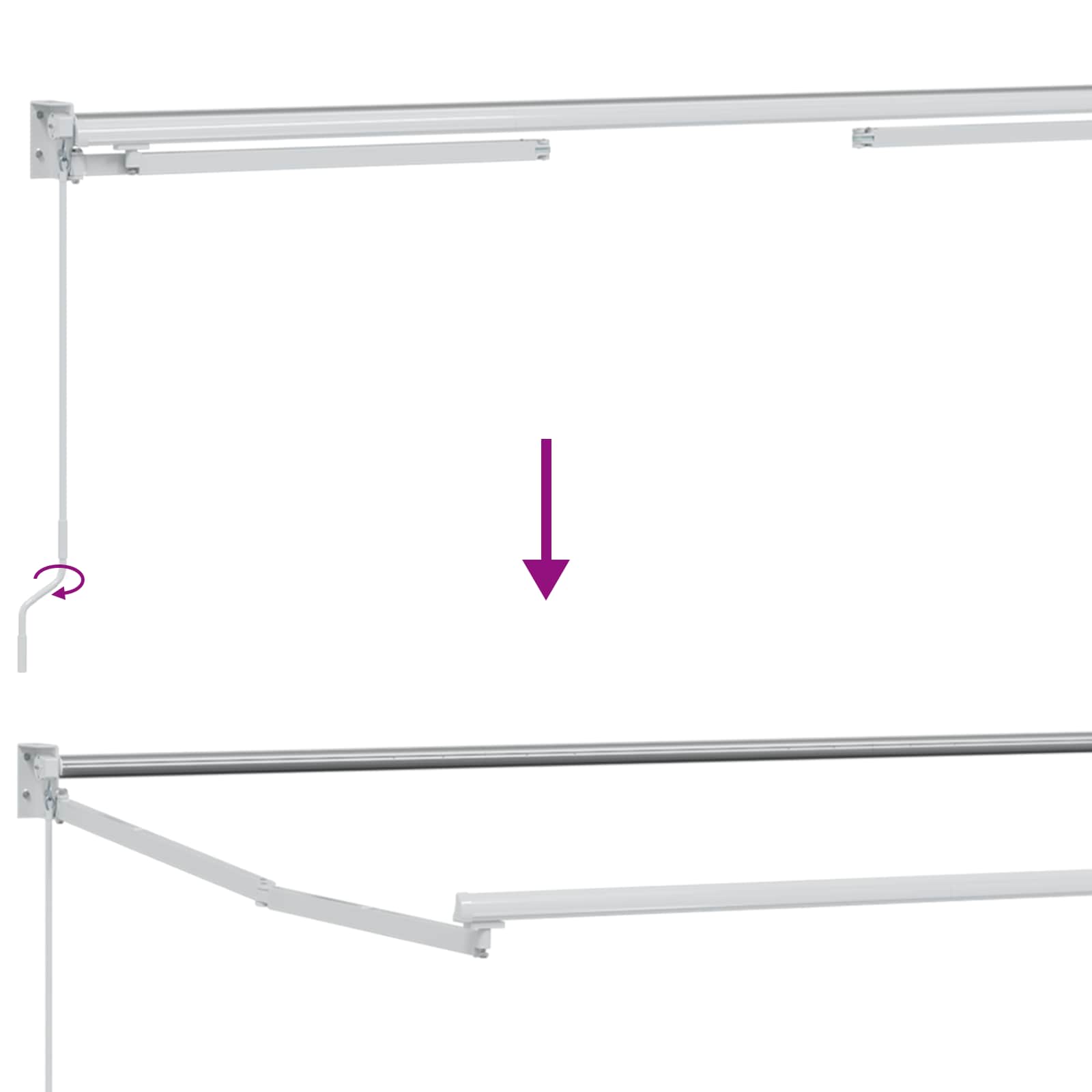 Ručno sklopiva konstrukcija tende Bijeli 3,5 x 2 m Aluminij