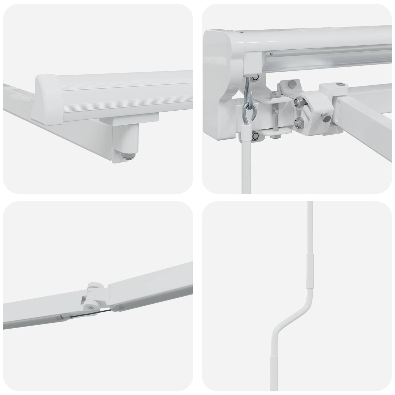 Ručni okvir tende s LED-ima Bijeli 4,5 × 3 m Aluminij
