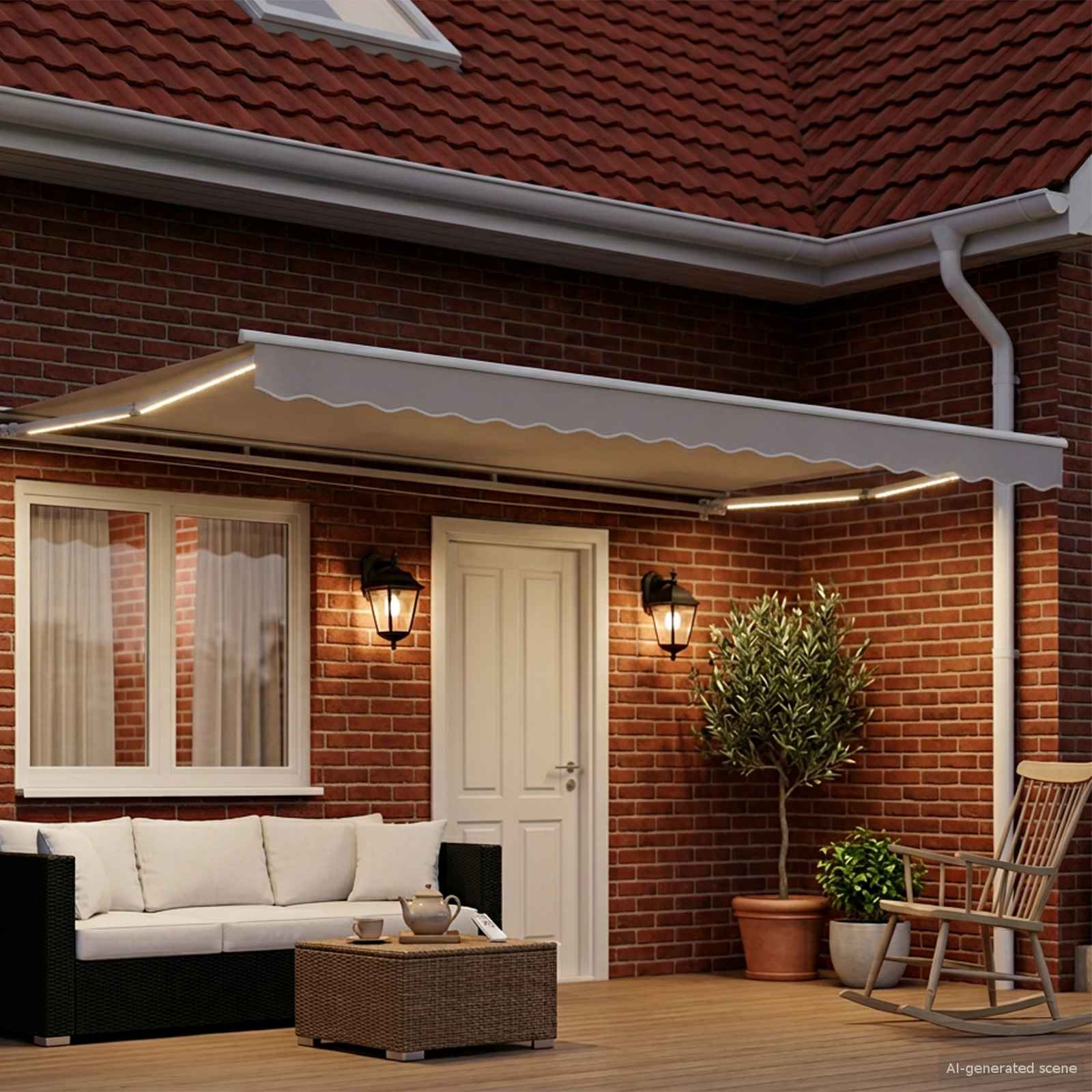 Ručni okvir tende s LED-ima Bijeli 4,5 × 3 m Aluminij