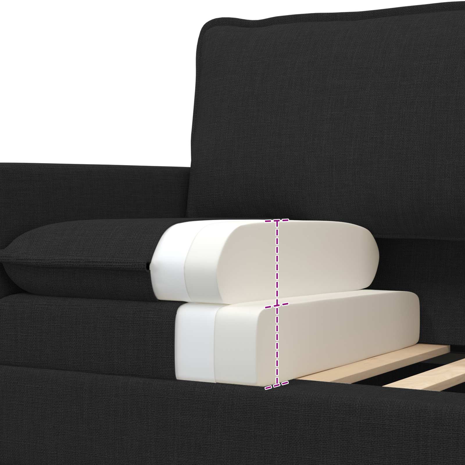 Sofa Crna 196 x 81 x 87,5 cm Tkanina