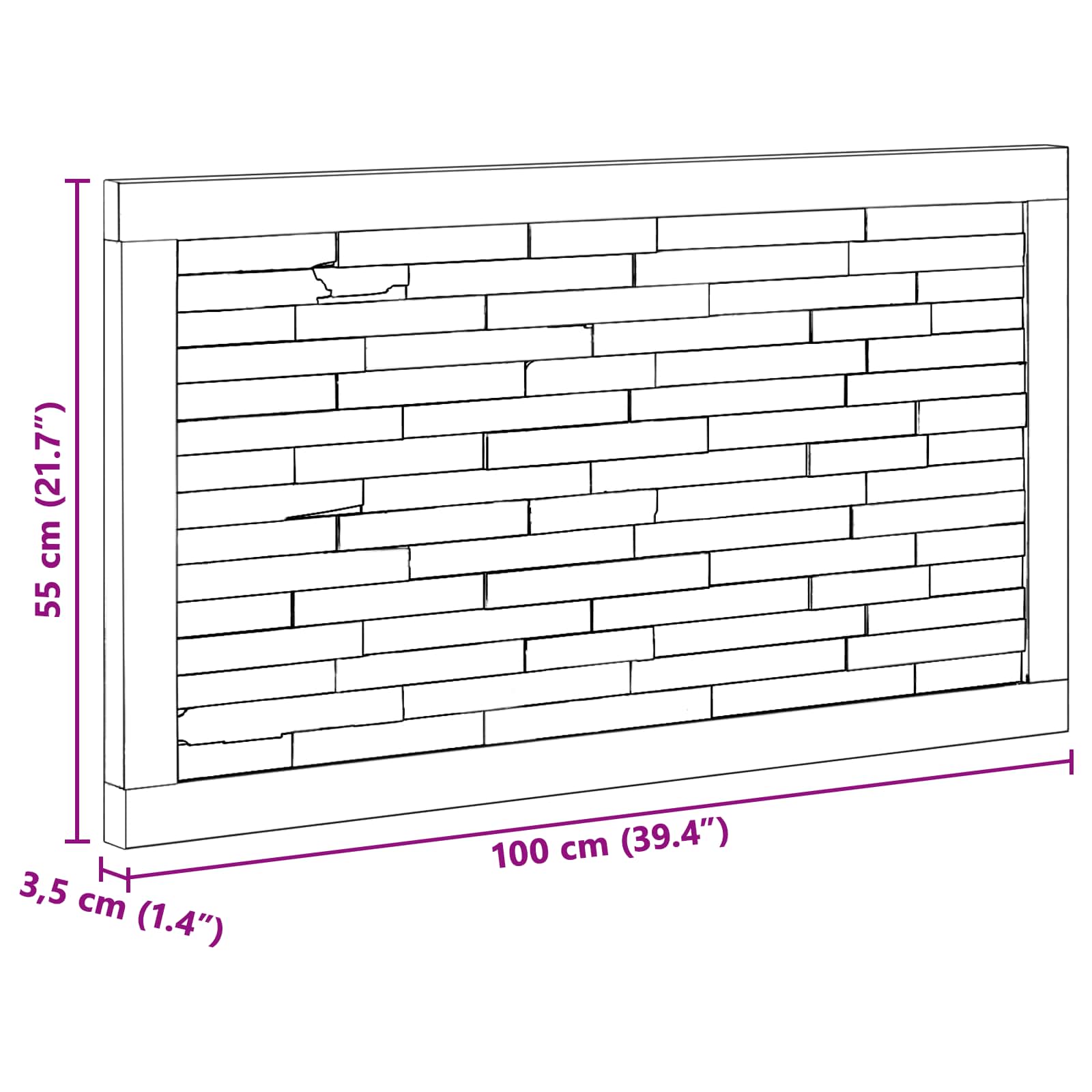 Uzglavlje Zidne Prirodna 100 cm Čvrsto teak drvo