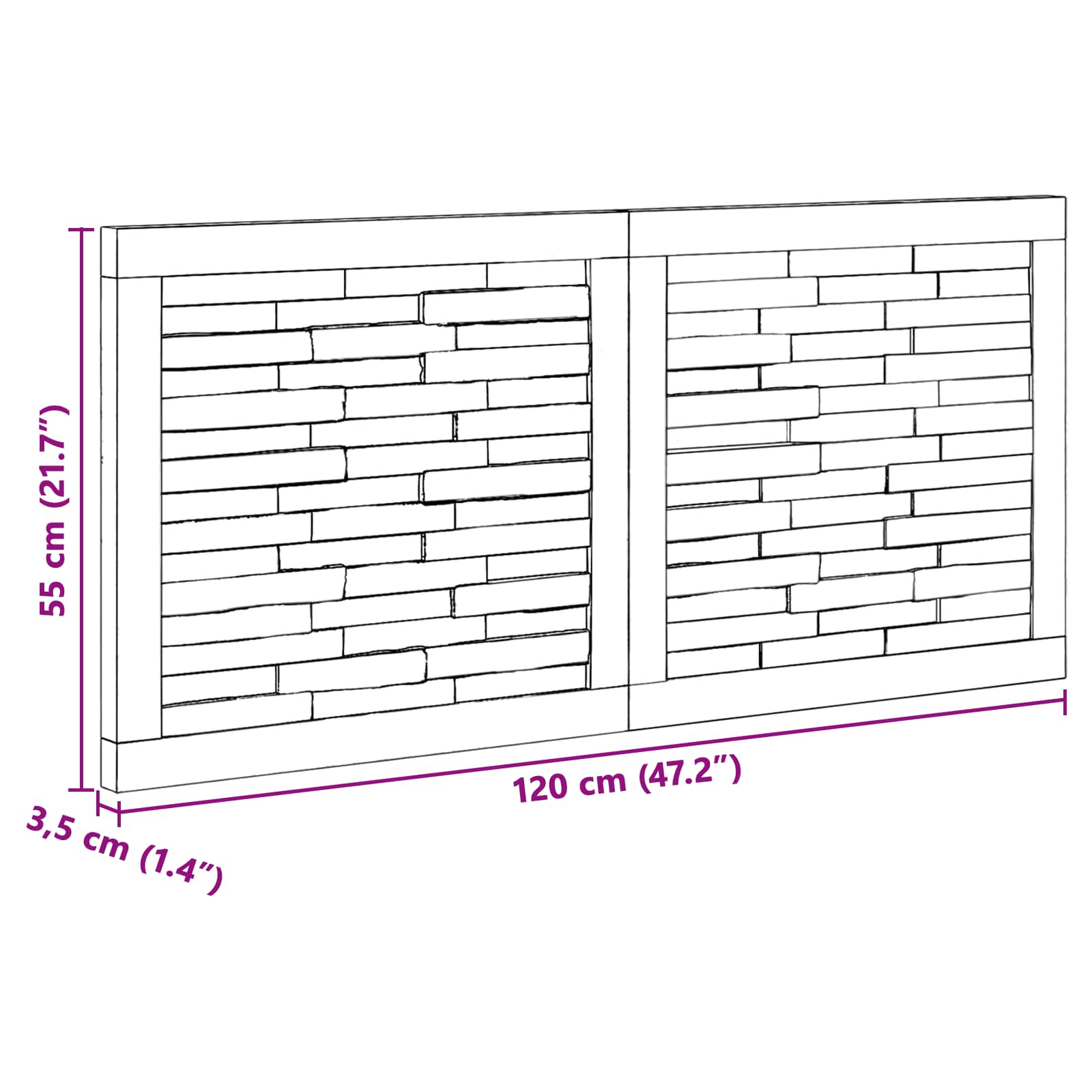 Uzglavlje Zidne Prirodna 120 cm Čvrsto teak drvo