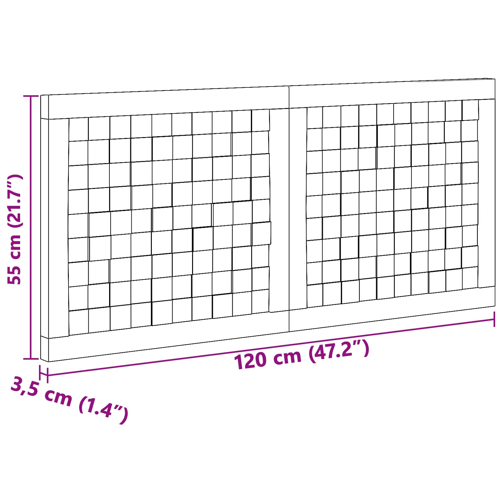 Uzglavlje Zidne Prirodna 120 cm Čvrsto teak drvo
