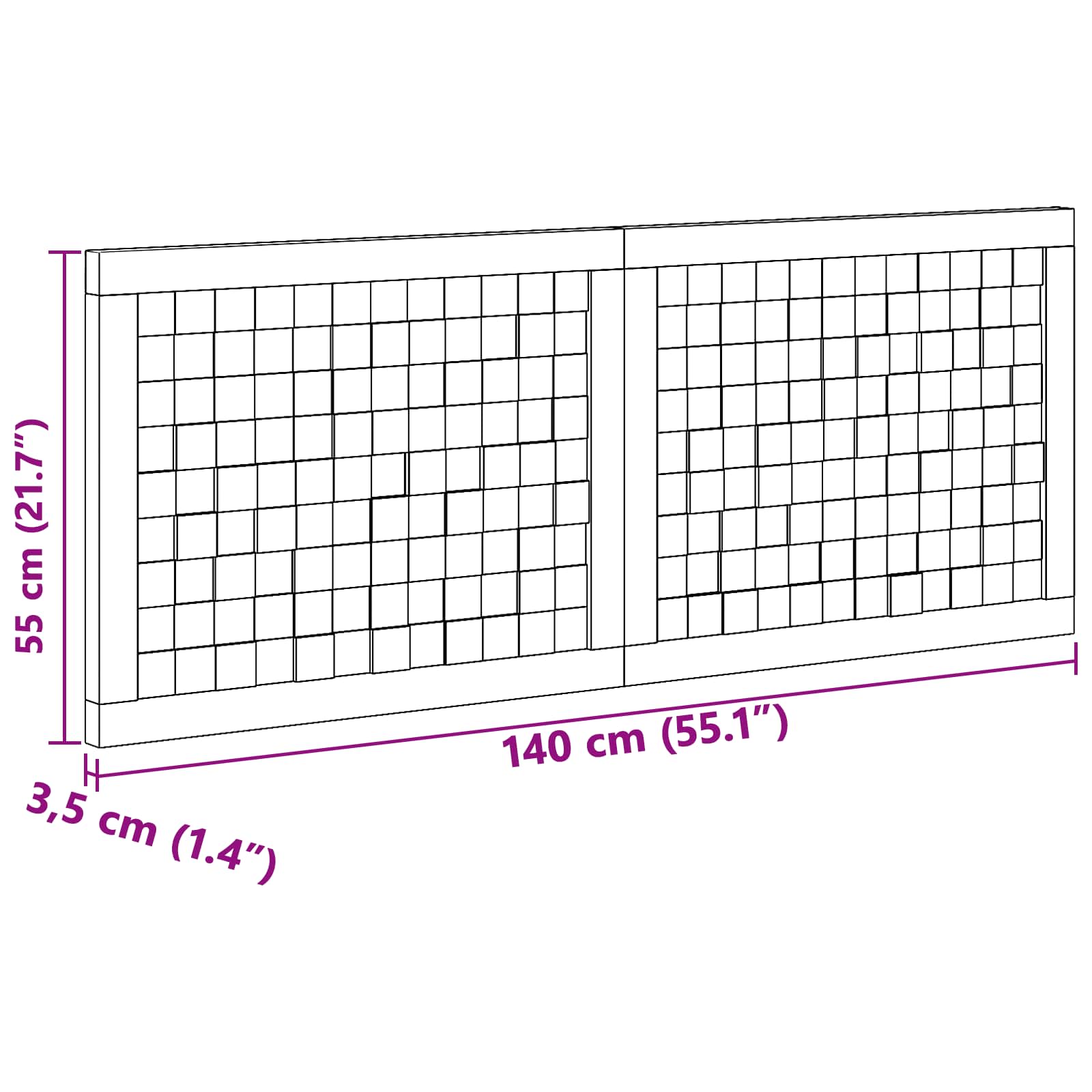 Uzglavlje Zidne Prirodna 140 cm Čvrsto teak drvo