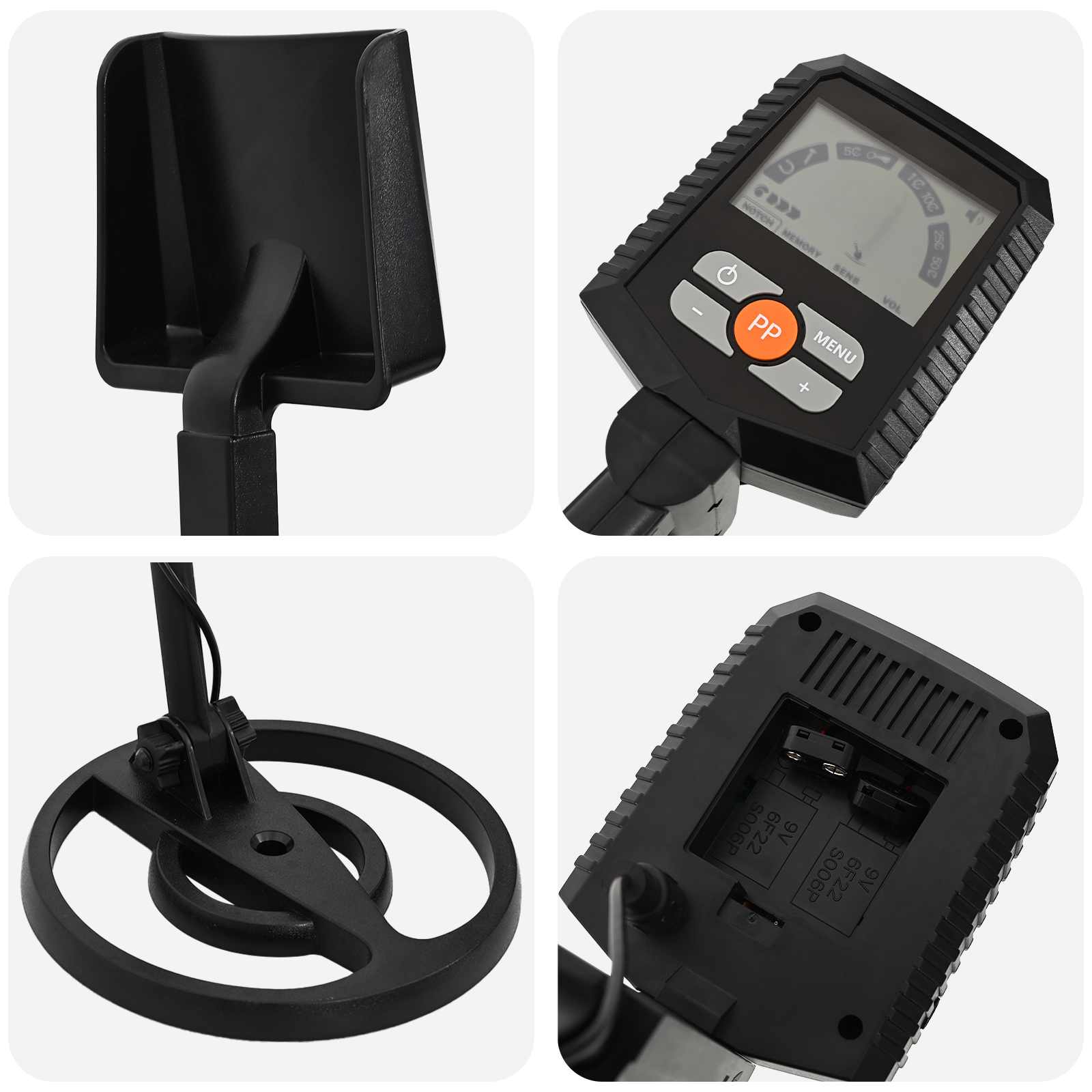 Metalni detektor s LCD zaslonom 3 modela 19 cm namotaj Crna