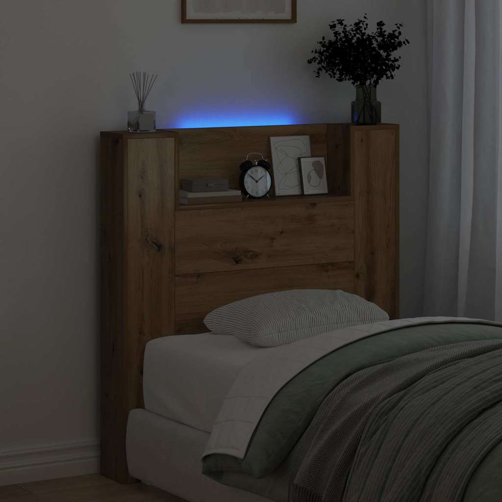 Uzglavlje S LED lampica Umjetnički hrast 100 x 15 x 103,5 cm