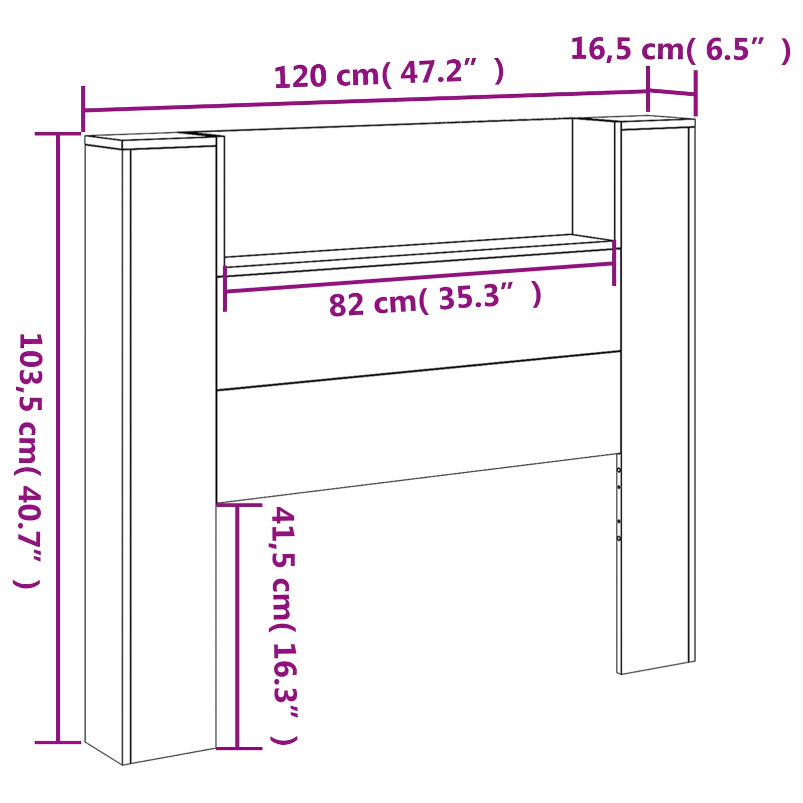 Uzglavlje Betonski sivi 120 x 16,5 x 103,5 cm Konstruirano drvo