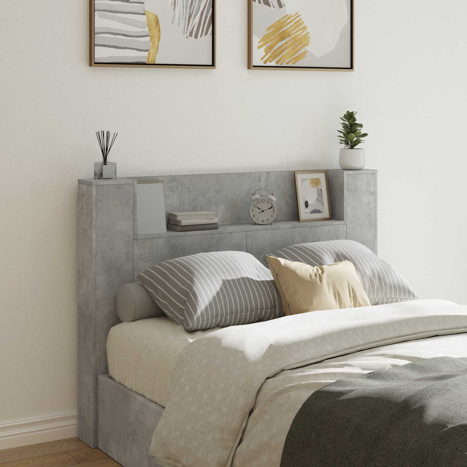 Uzglavlje Betonski sivi 140 x 16,5 x 103,5 cm Konstruirano drvo