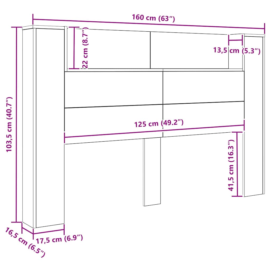 Uzglavlje Crni hrast 160 x 17 x 104,5 cm Konstruirano drvo