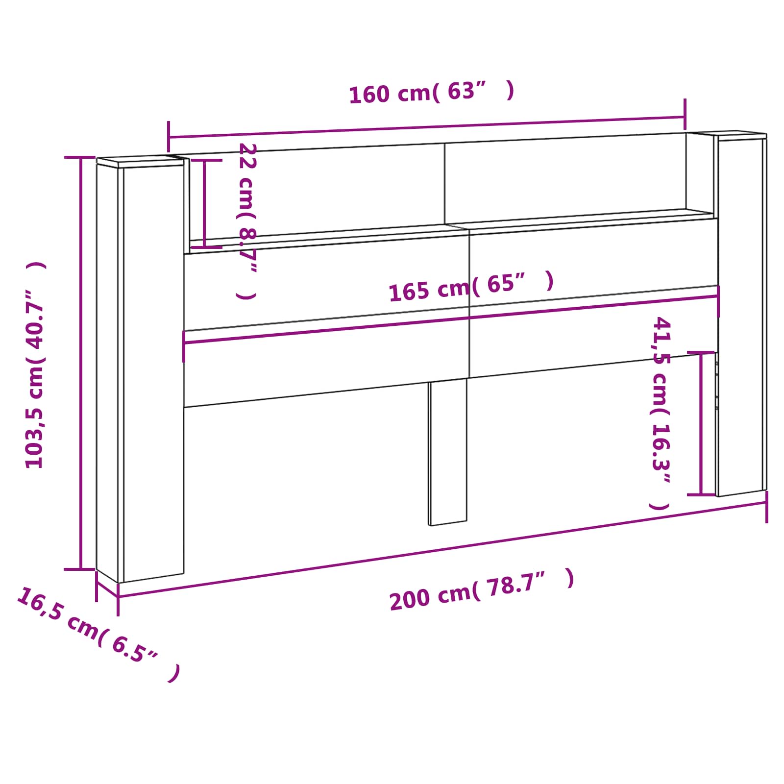 Uzglavlje Sonoma hrast 200 x 16,5 x 103,5 cm Konstruirano drvo