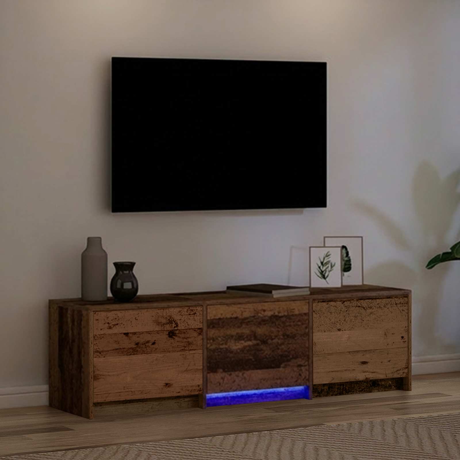 TV ormarić s LED rasvjetom Staro drvo 140 x 34 x 40 cm