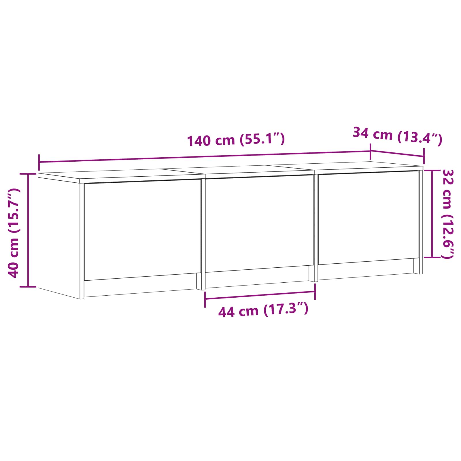 TV ormarić s LED rasvjetom Sonoma hrast 140 x 34 x 40 cm