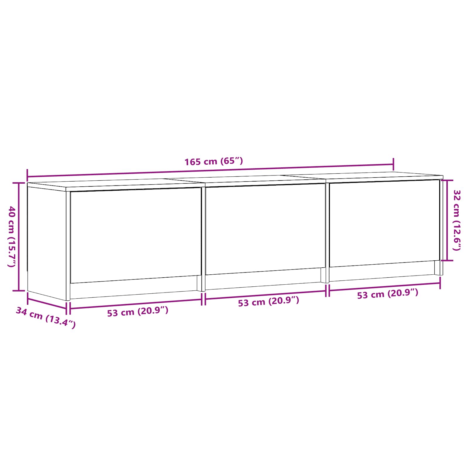 TV ormarić s LED rasvjetom Sonoma hrast 165 x 34 x 40 cm