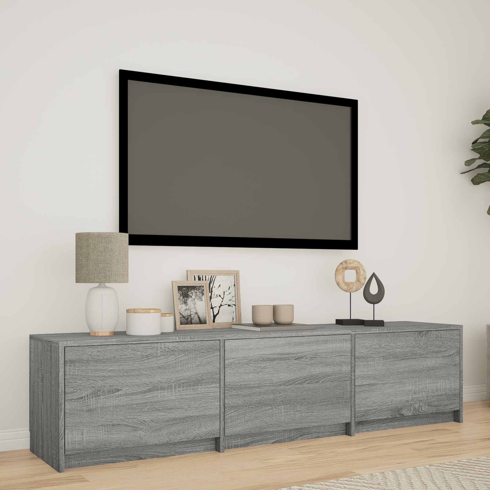 TV ormarić s LED rasvjetom Sivi Sonoma 165 x 34 x 40 cm