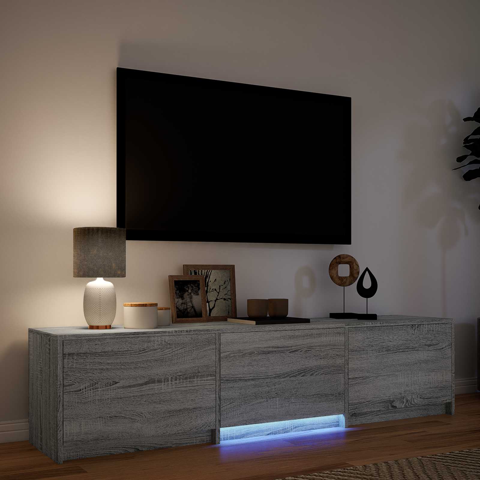 TV ormarić s LED rasvjetom Sivi Sonoma 165 x 34 x 40 cm