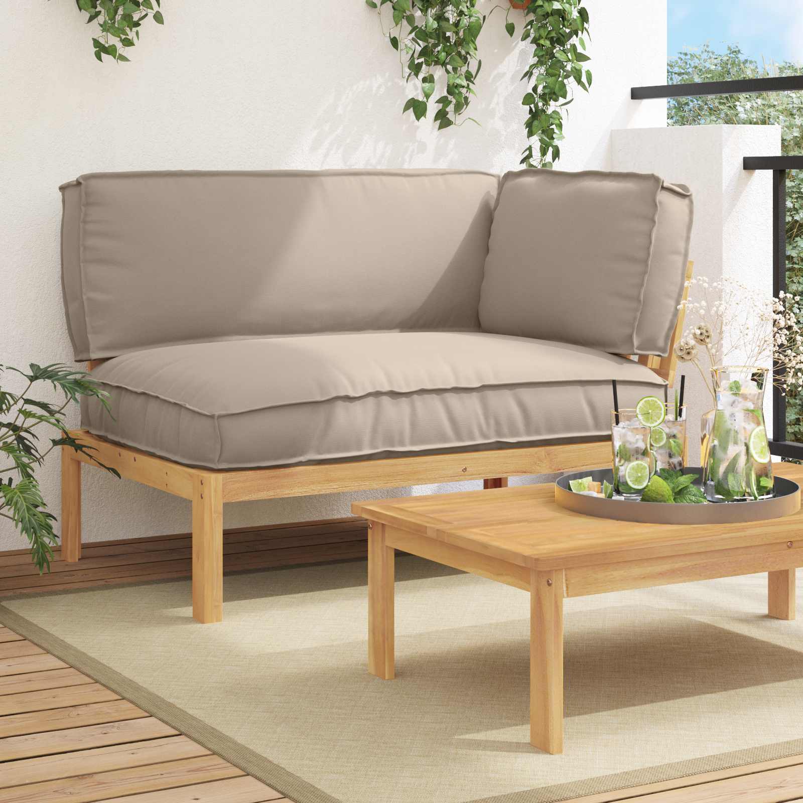 Set sofe Sivo-smeđa 133 x 92 x 69 cm Čvrsto drvo akacije