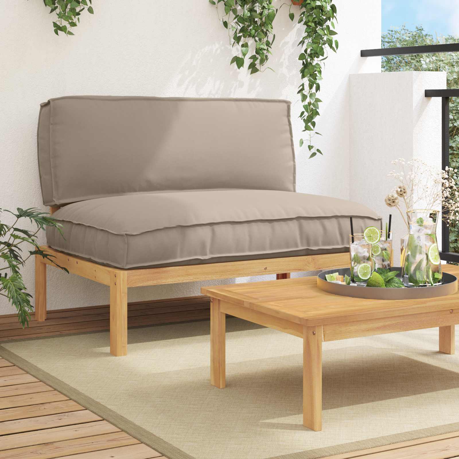 Set sofe Sivo-smeđa 120 x 92 x 69 cm Čvrsto drvo akacije