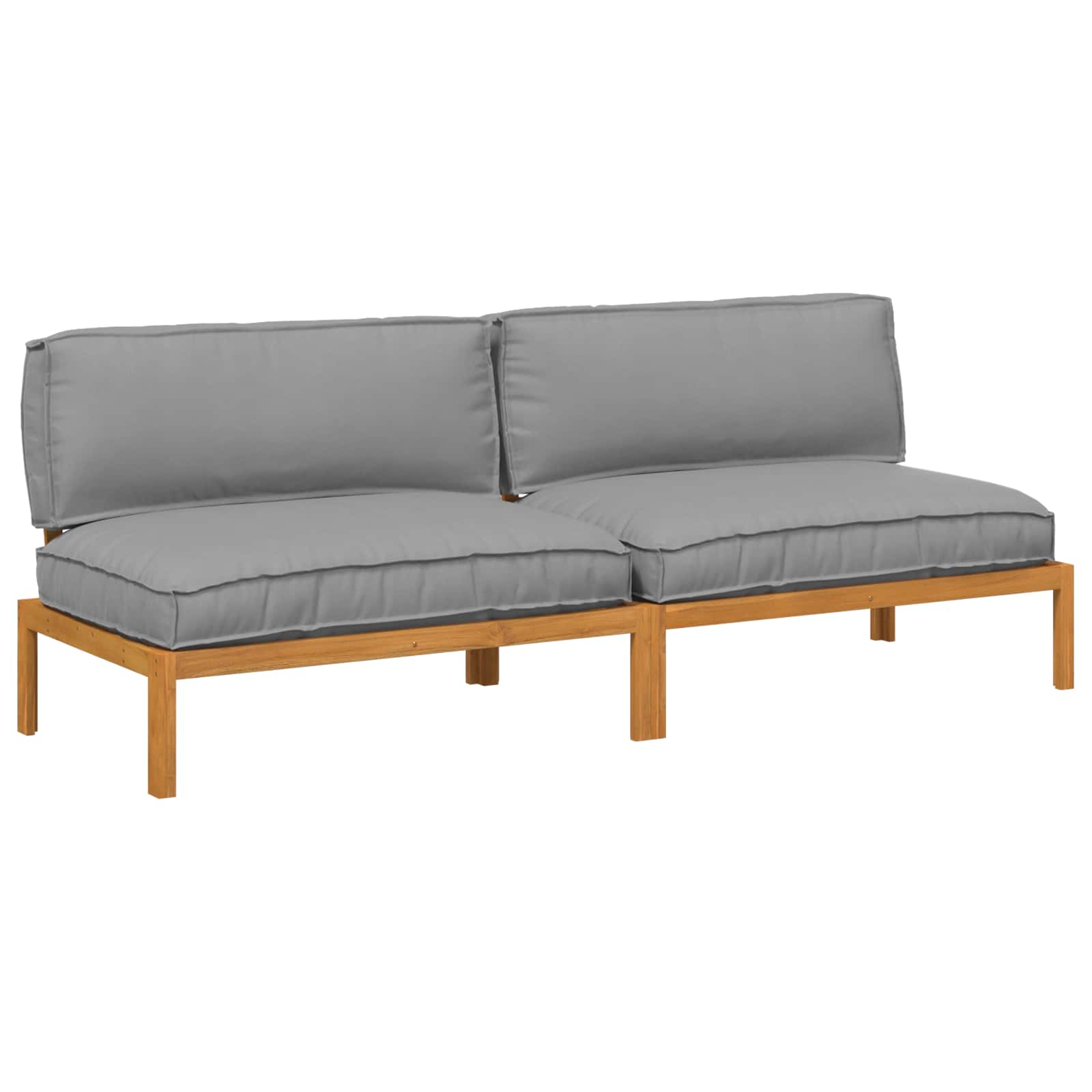 Set sofe s jastukom Jednobojno 2 pcs Siva Čvrsto drvo akacije