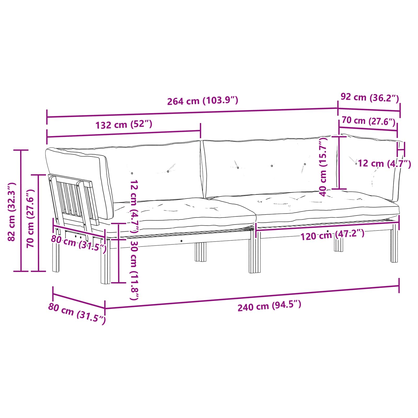 Jedinične vrtne Pallet sofe 2 Komad Prirodna i tamno siva