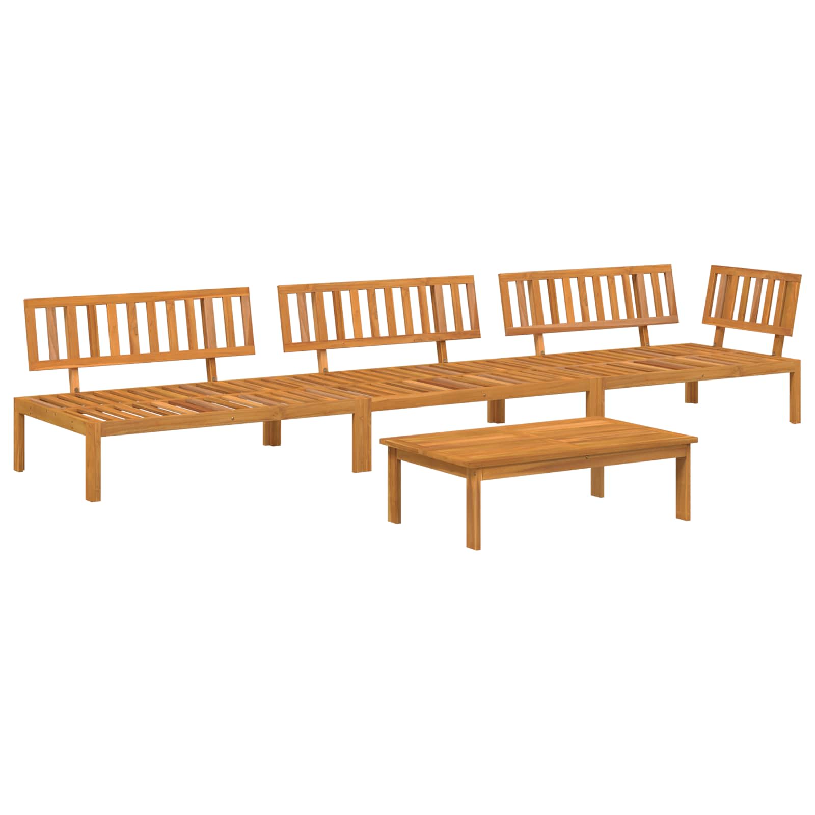 Set sofe s jastukom 4 pcs Sivo-smeđa Čvrsto drvo akacije