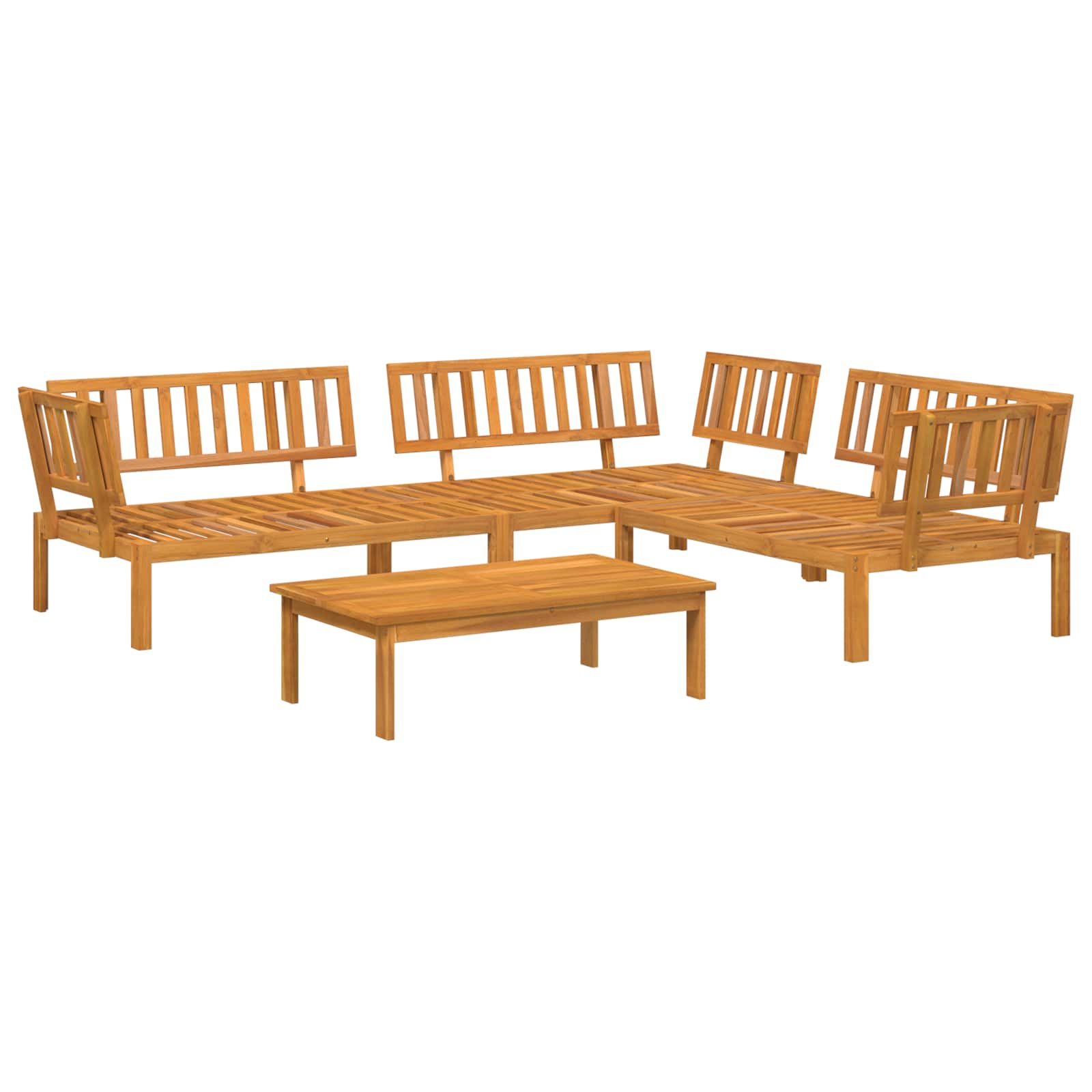 Set sofe s jastukom 4 pcs Sivo-smeđa Čvrsto drvo akacije