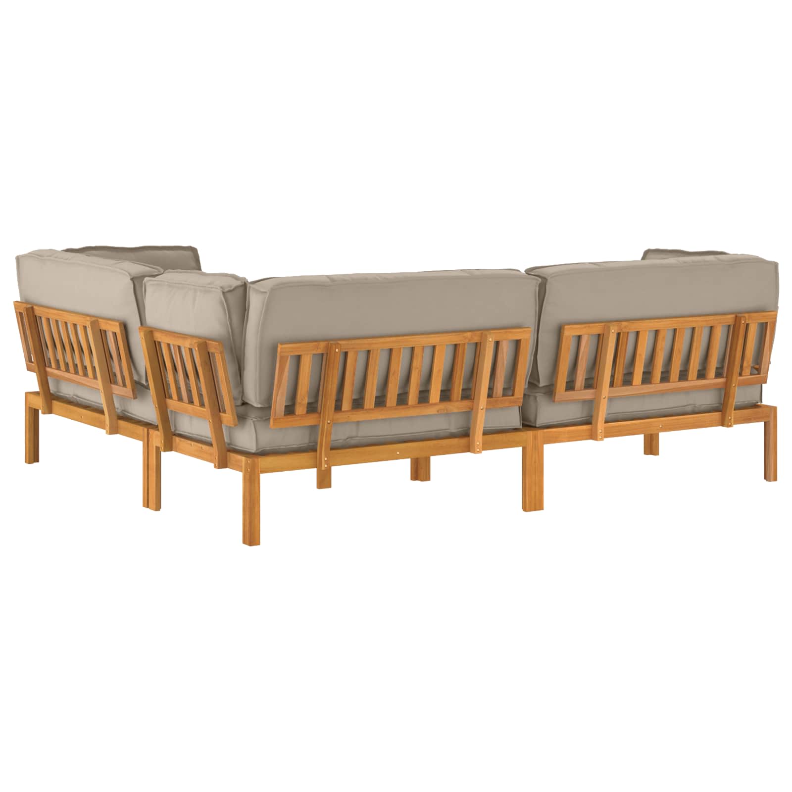 Set sofe s jastukom 4 pcs Sivo-smeđa Čvrsto drvo akacije