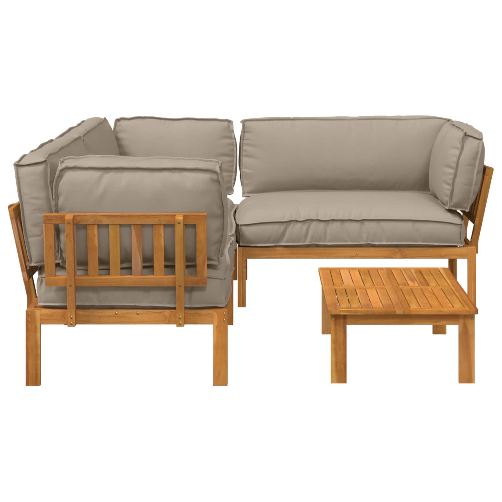 Set sofe s jastukom 4 pcs Sivo-smeđa Čvrsto drvo akacije