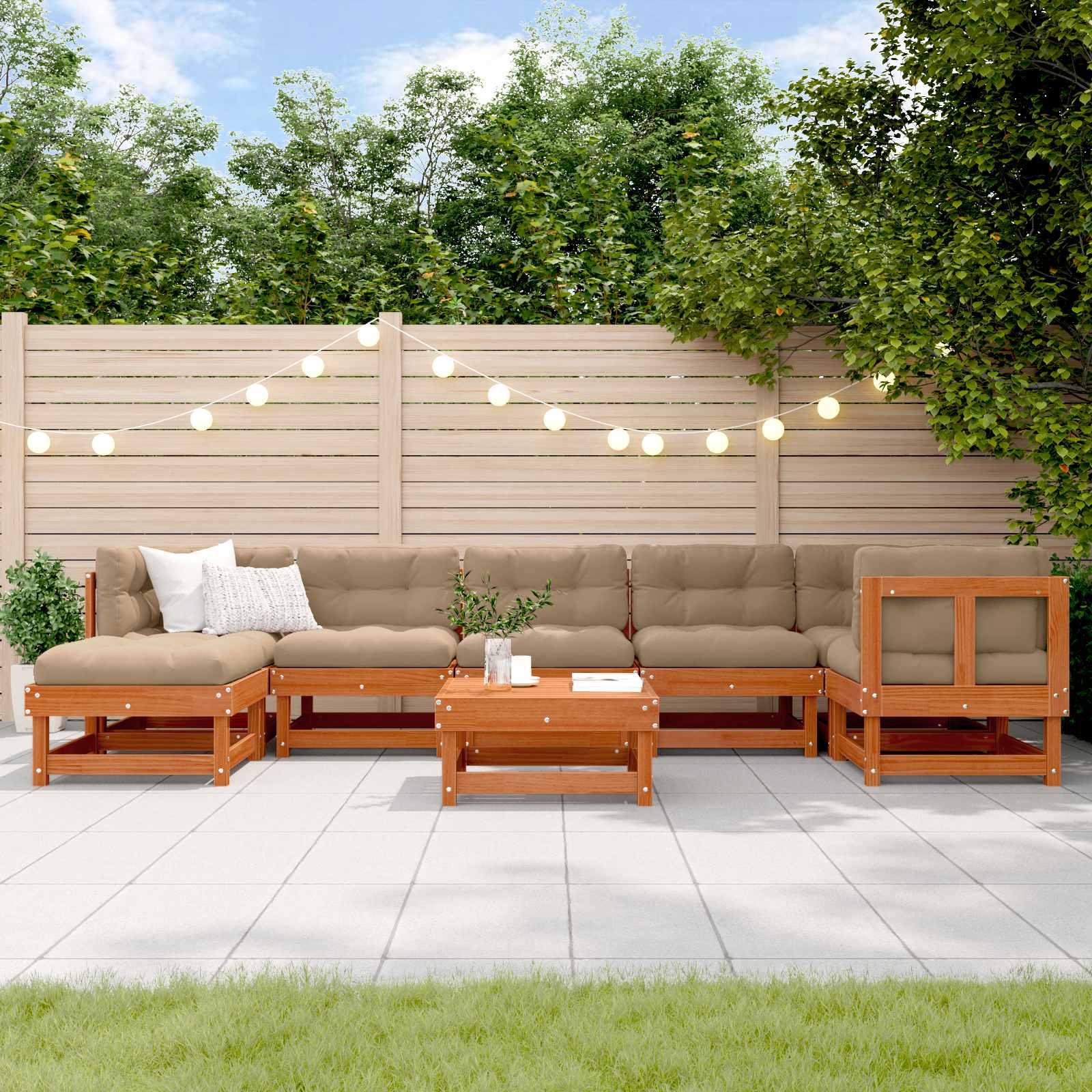 Set lounge namještaja za vrt ARAKIL 8 pcs Voštanosmeđa