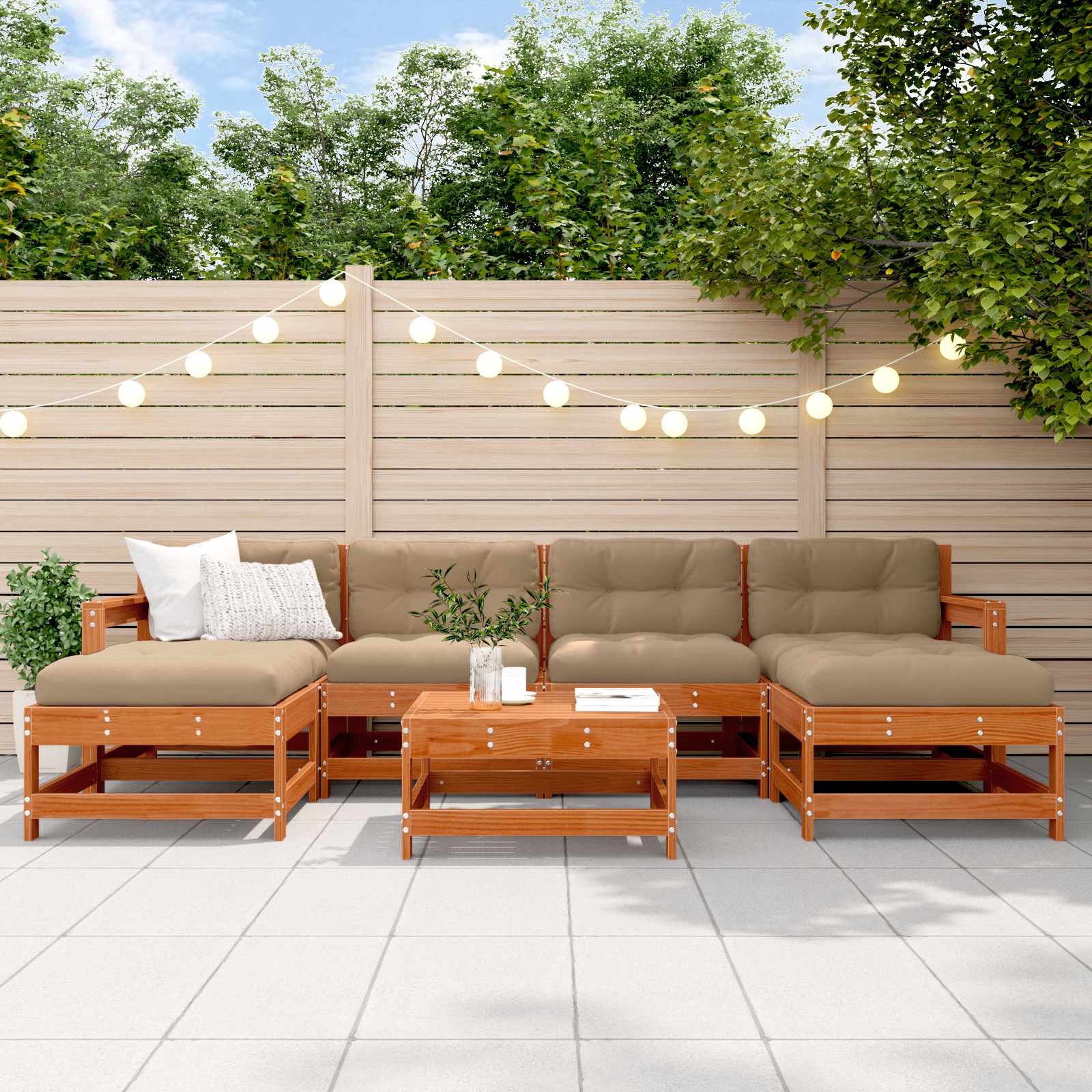 Set lounge namještaja za vrt 7 pcs Voštanosmeđa