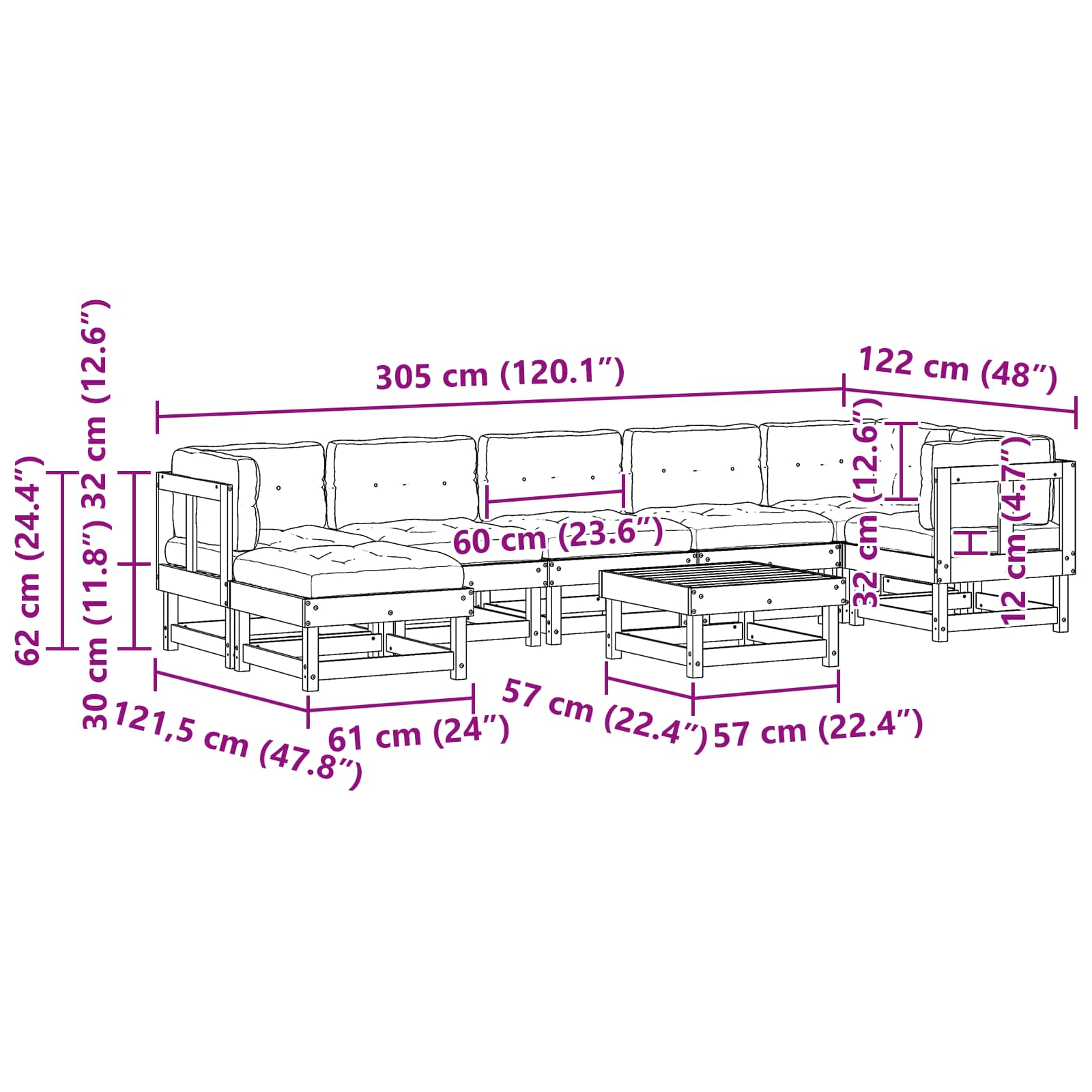 Set lounge namještaja za vrt 8 pcs Voštanosmeđa