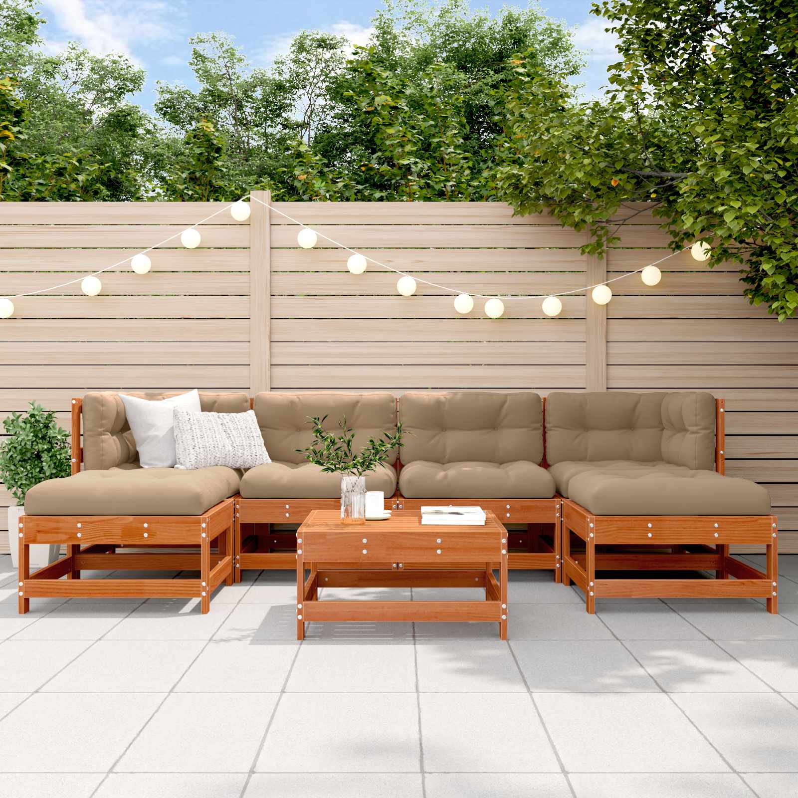 Set lounge namještaja za vrt 7 pcs Voštanosmeđa