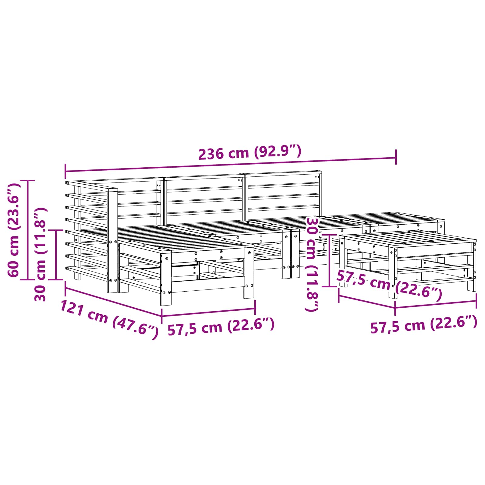 Set lounge namještaja za vrt 5 pcs Voštanosmeđa