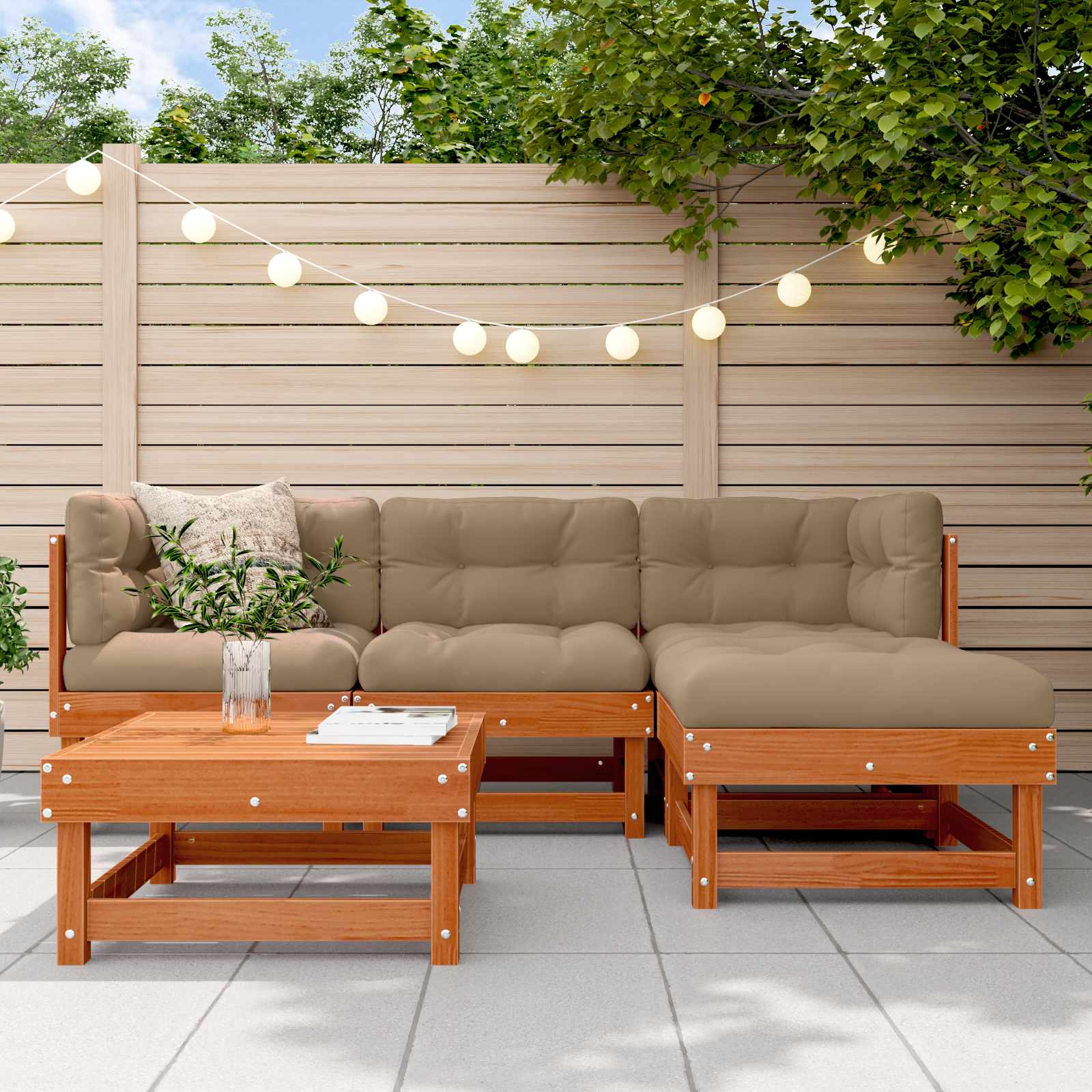 Set lounge namještaja za vrt 5 pcs Vosak Smeđa Masivna borovina