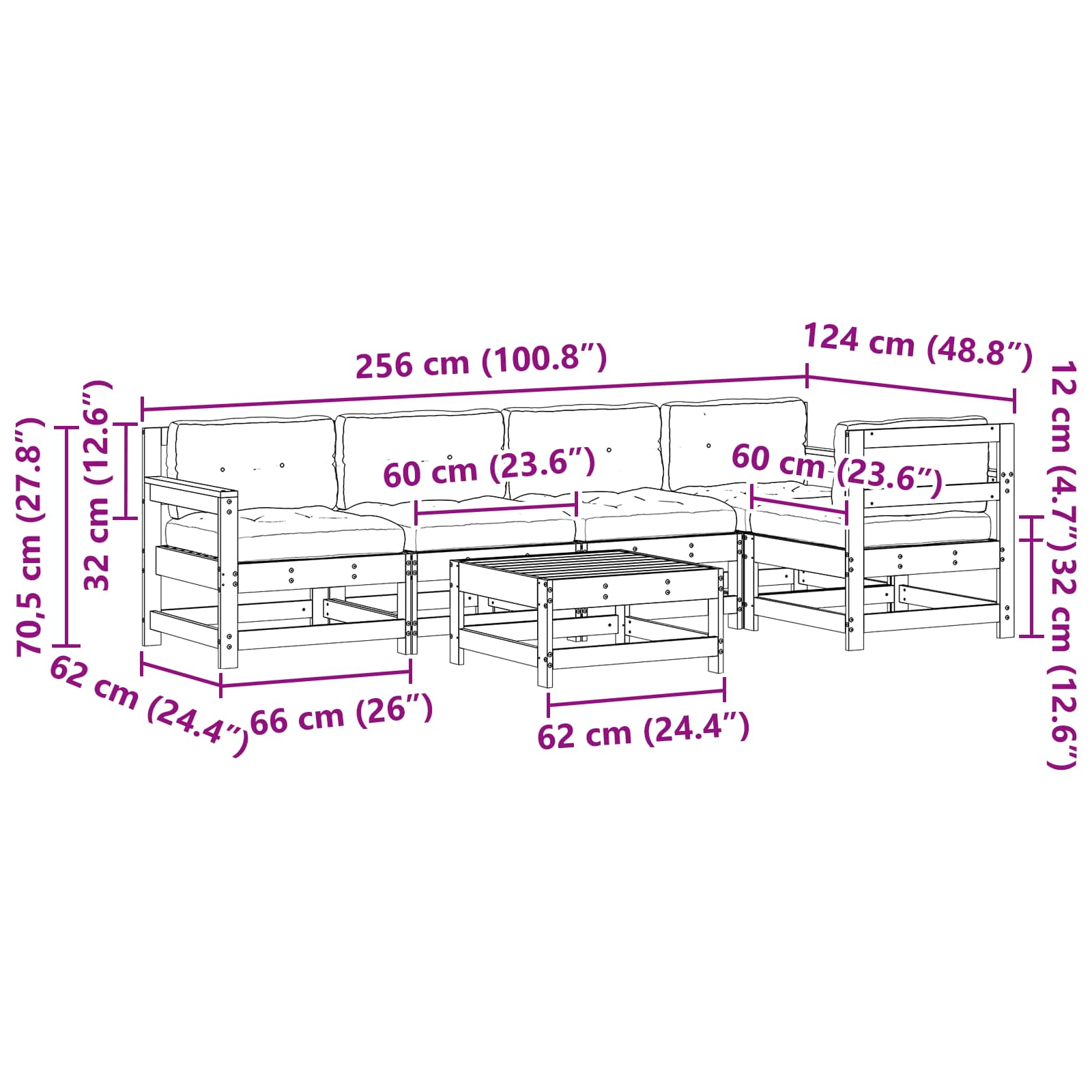 Set lounge namještaja za vrt 6 pcs Voštanosmeđa